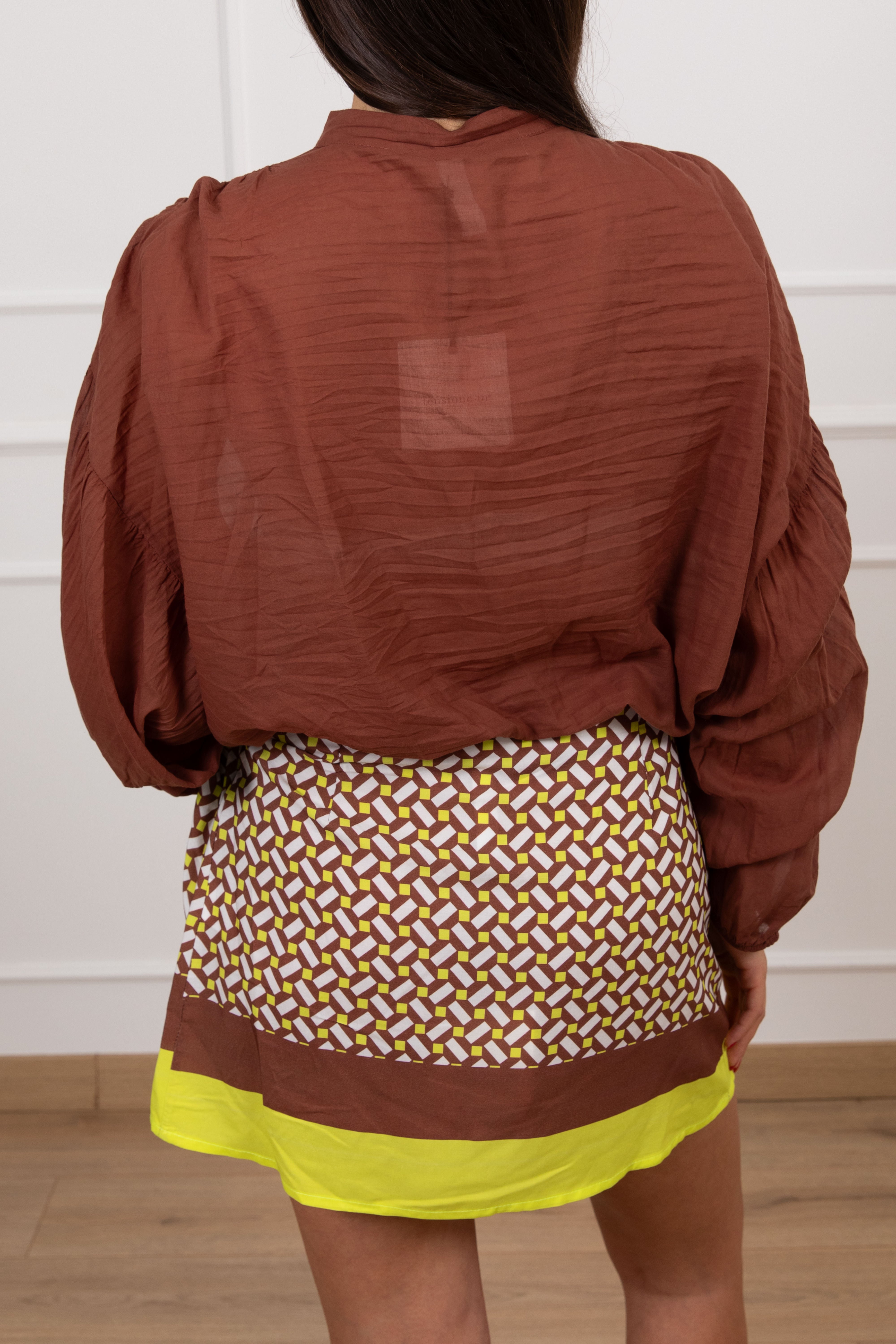 Camicia in cotone con arricciatura sulla spalla Tensione IN