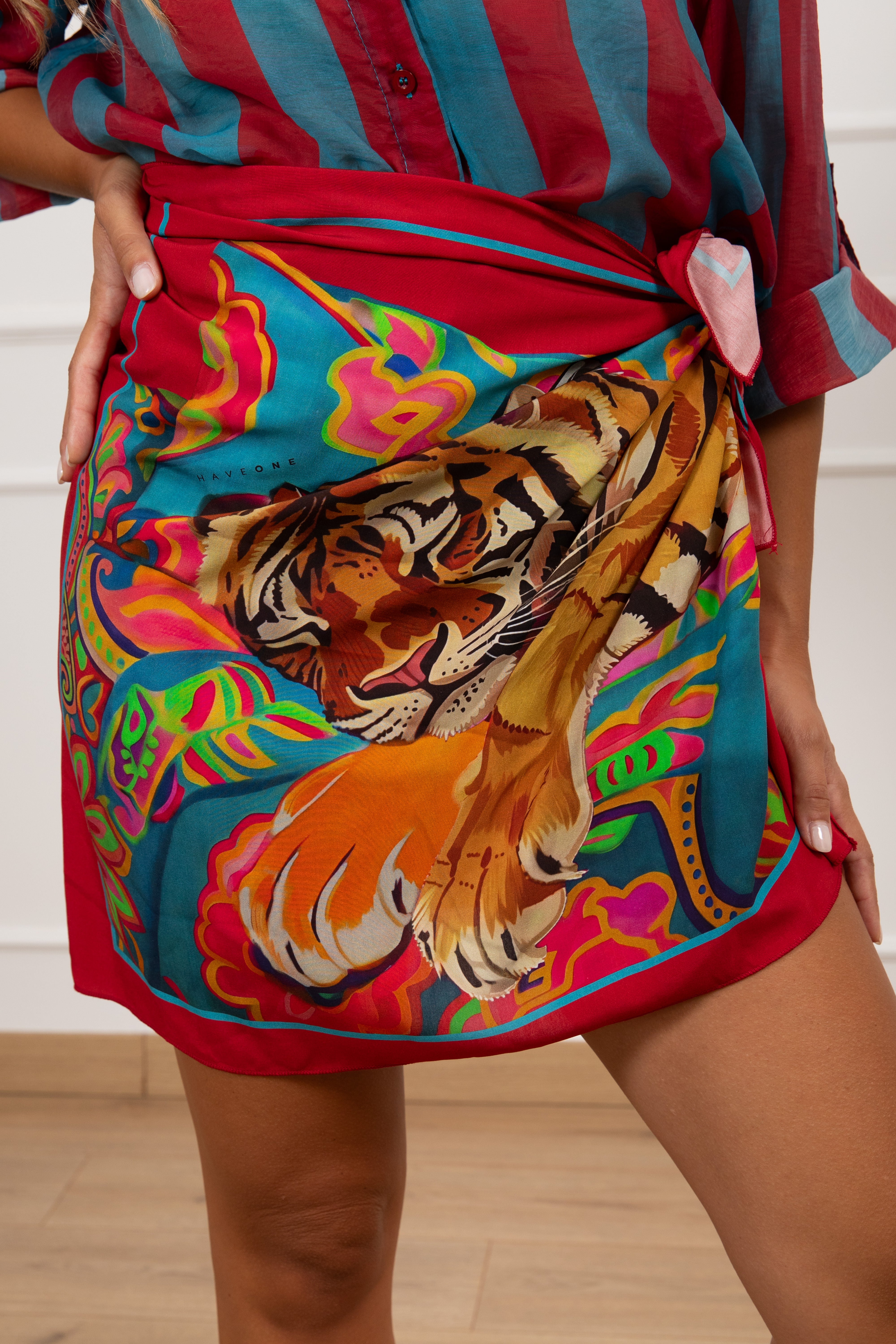 Gonna corta pareo fantasia tigre india Haveone