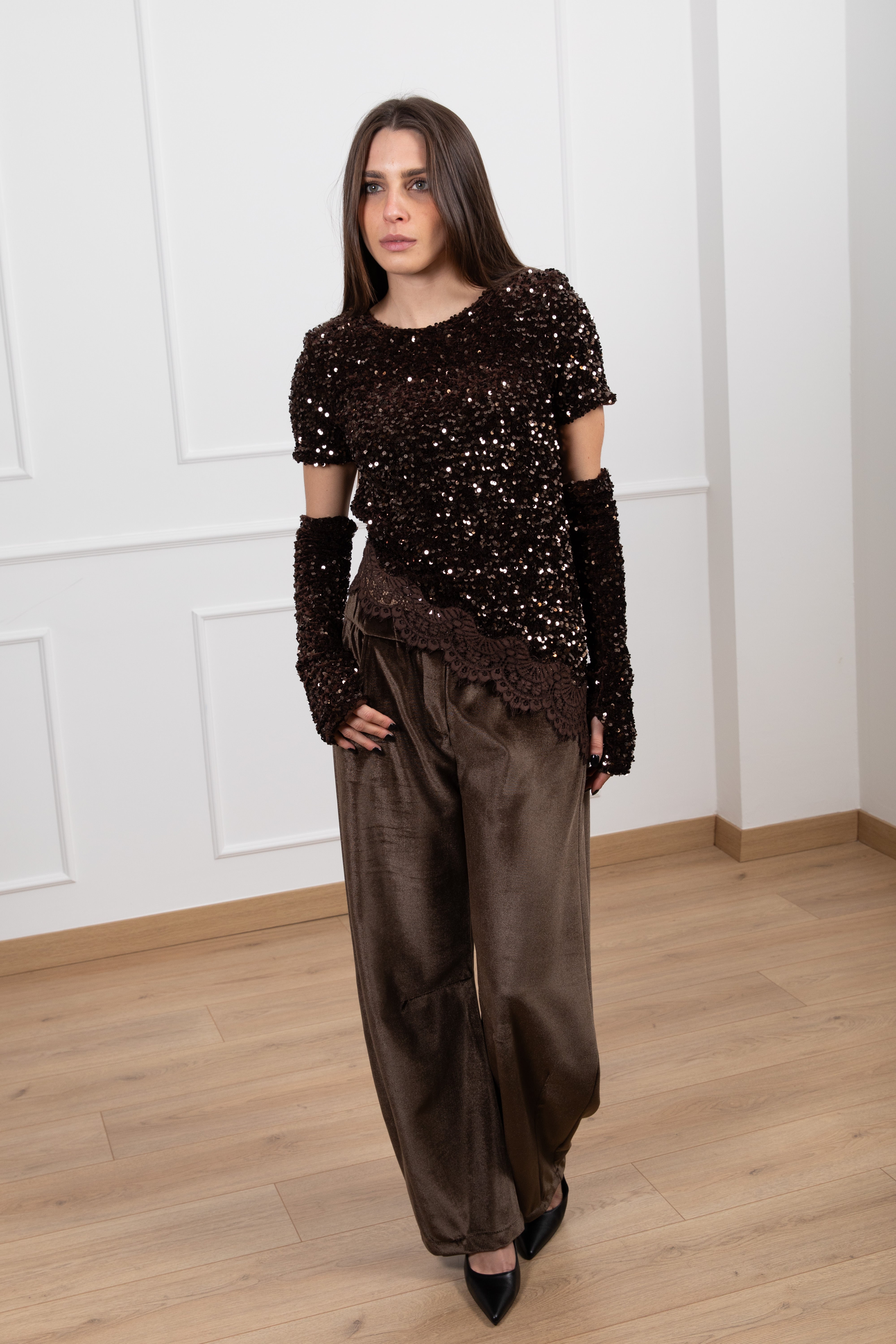 Pantalone barrel in ciniglia Motel