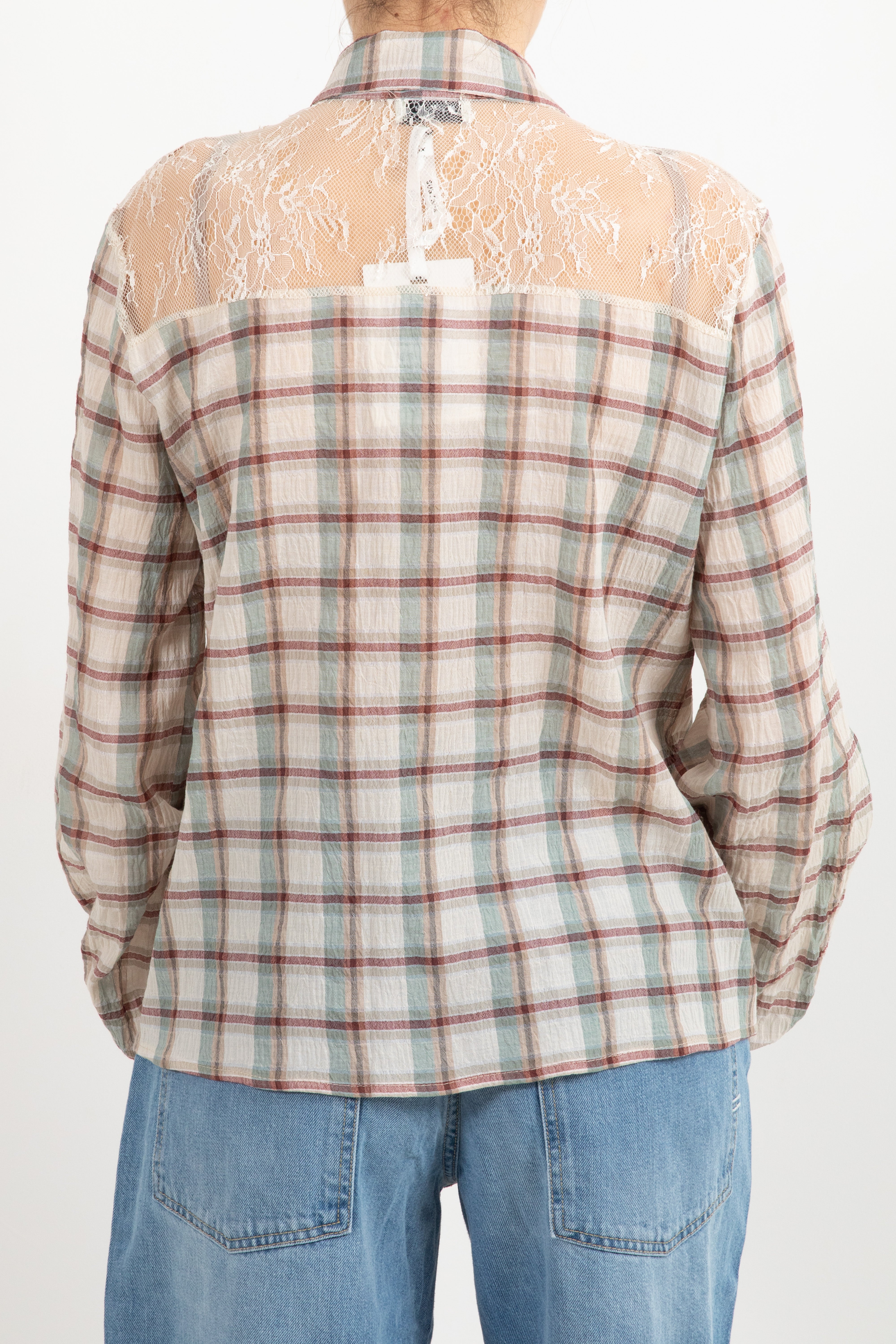 Camicia check con pizzo Susy Mix