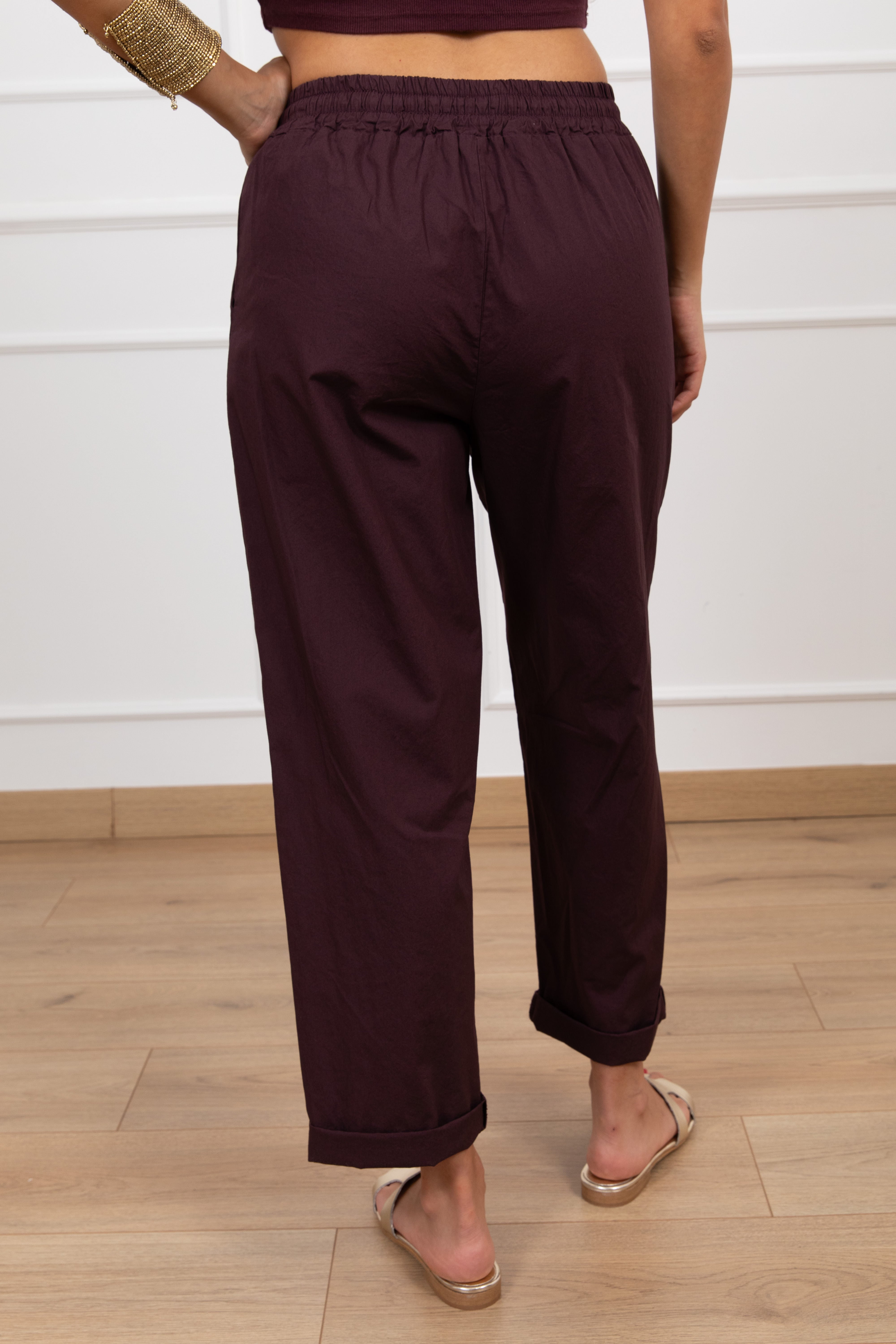 Pantalone in cotone con elastico e coulisse Haveone
