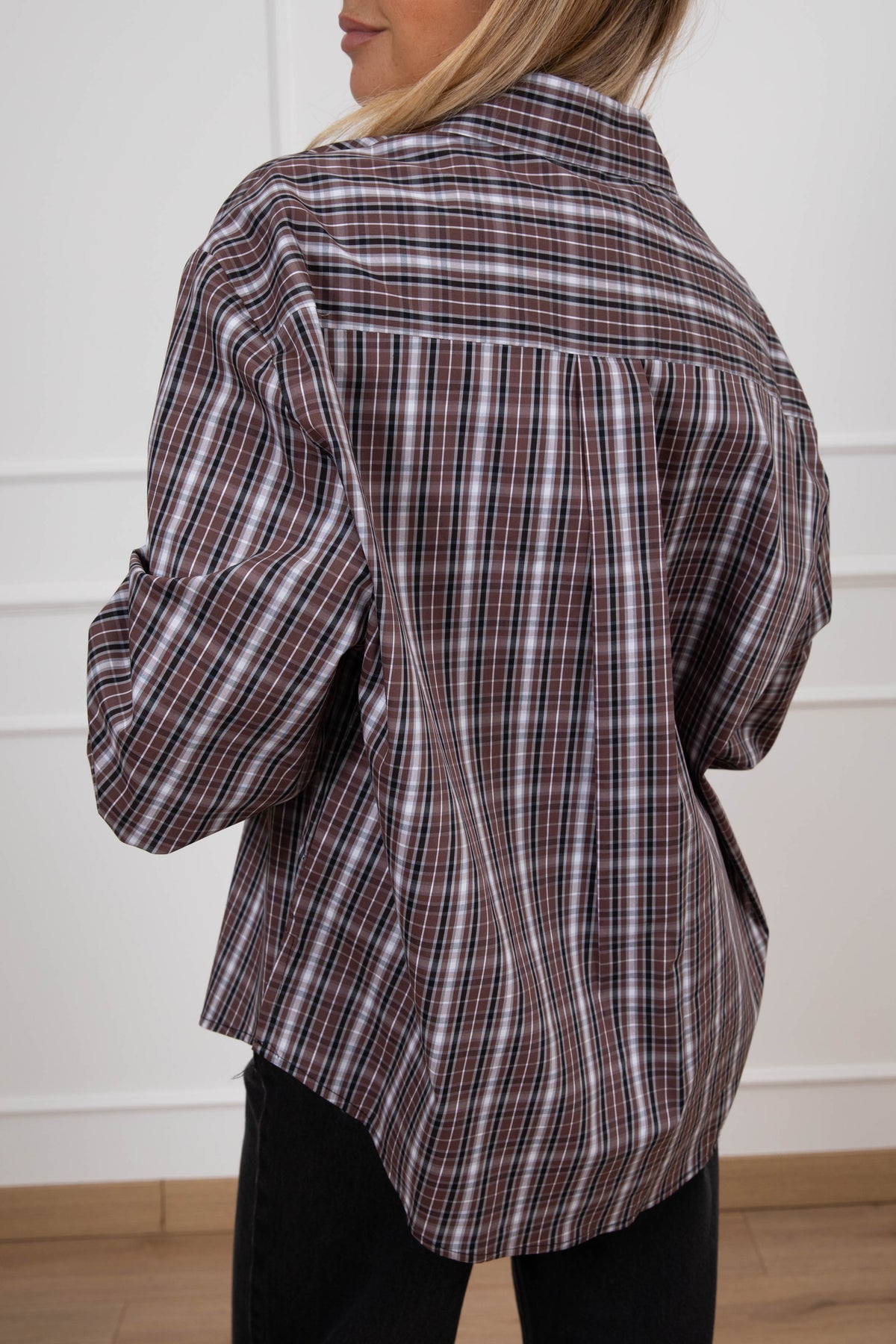 Camicia over-size check variante nero Haveone