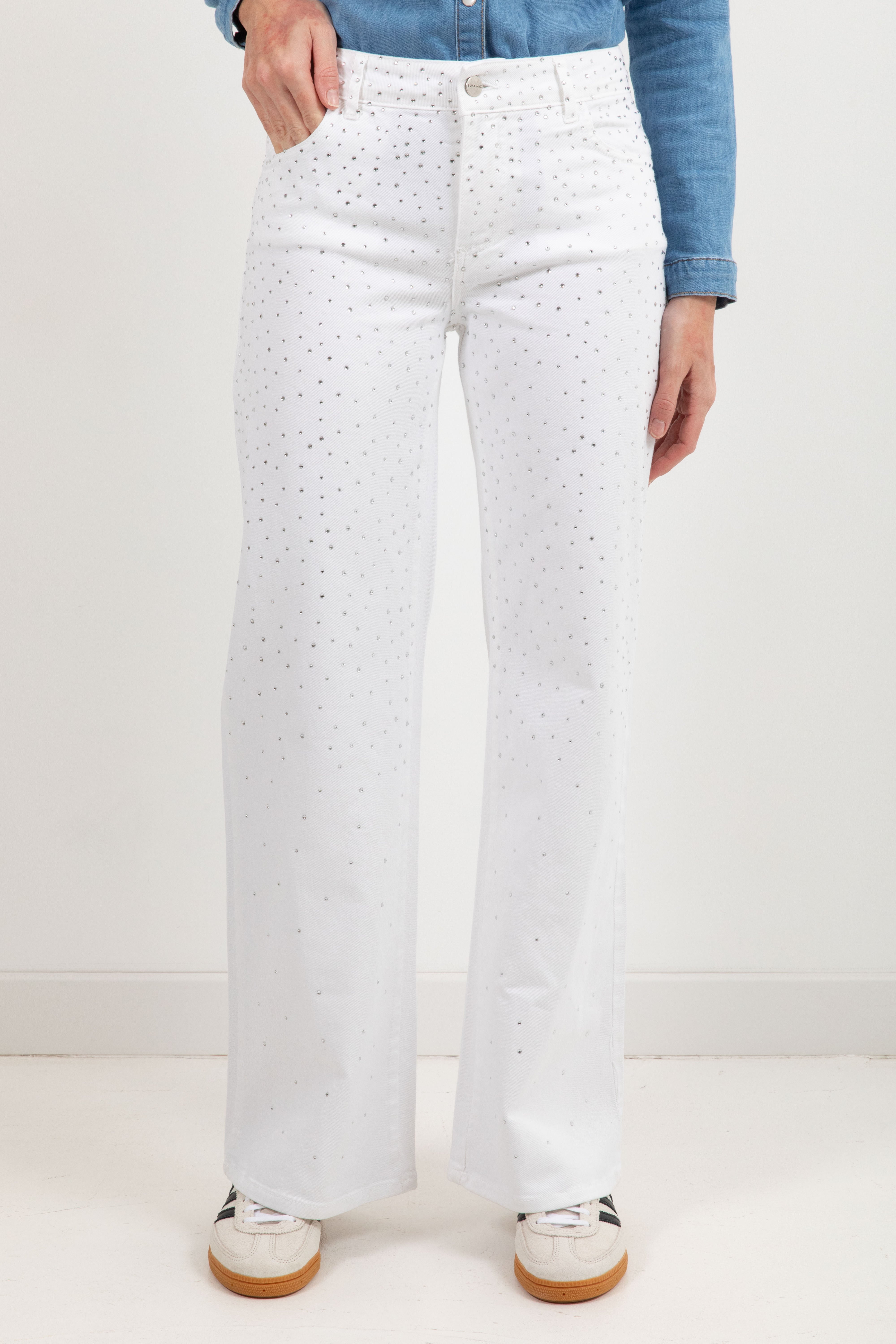 Jeans gamba dritta con strass Susy Mix