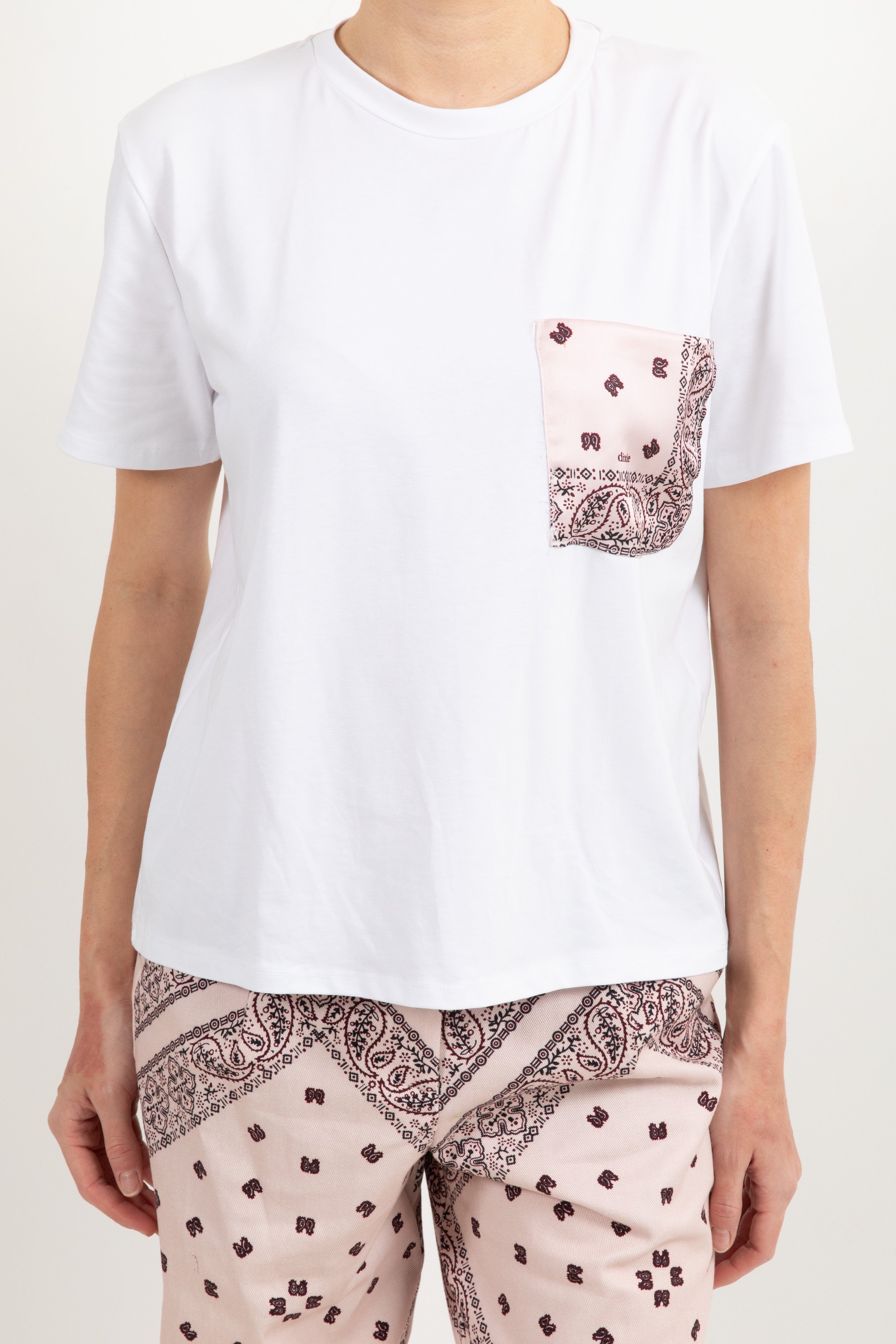 T-shirt con tasca bandana in raso Dixie
