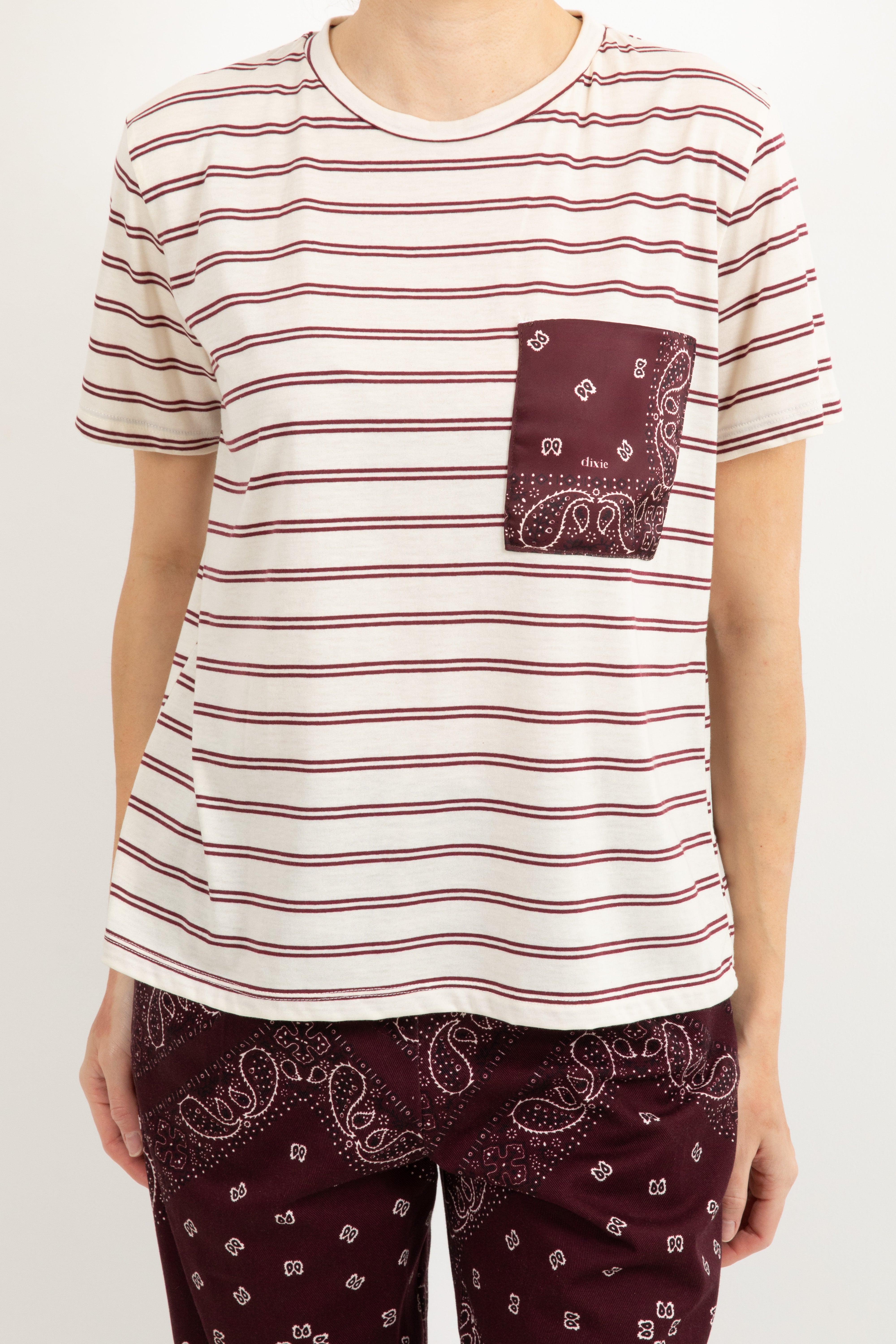 T-shirt a righe con tasca bandana Dixie