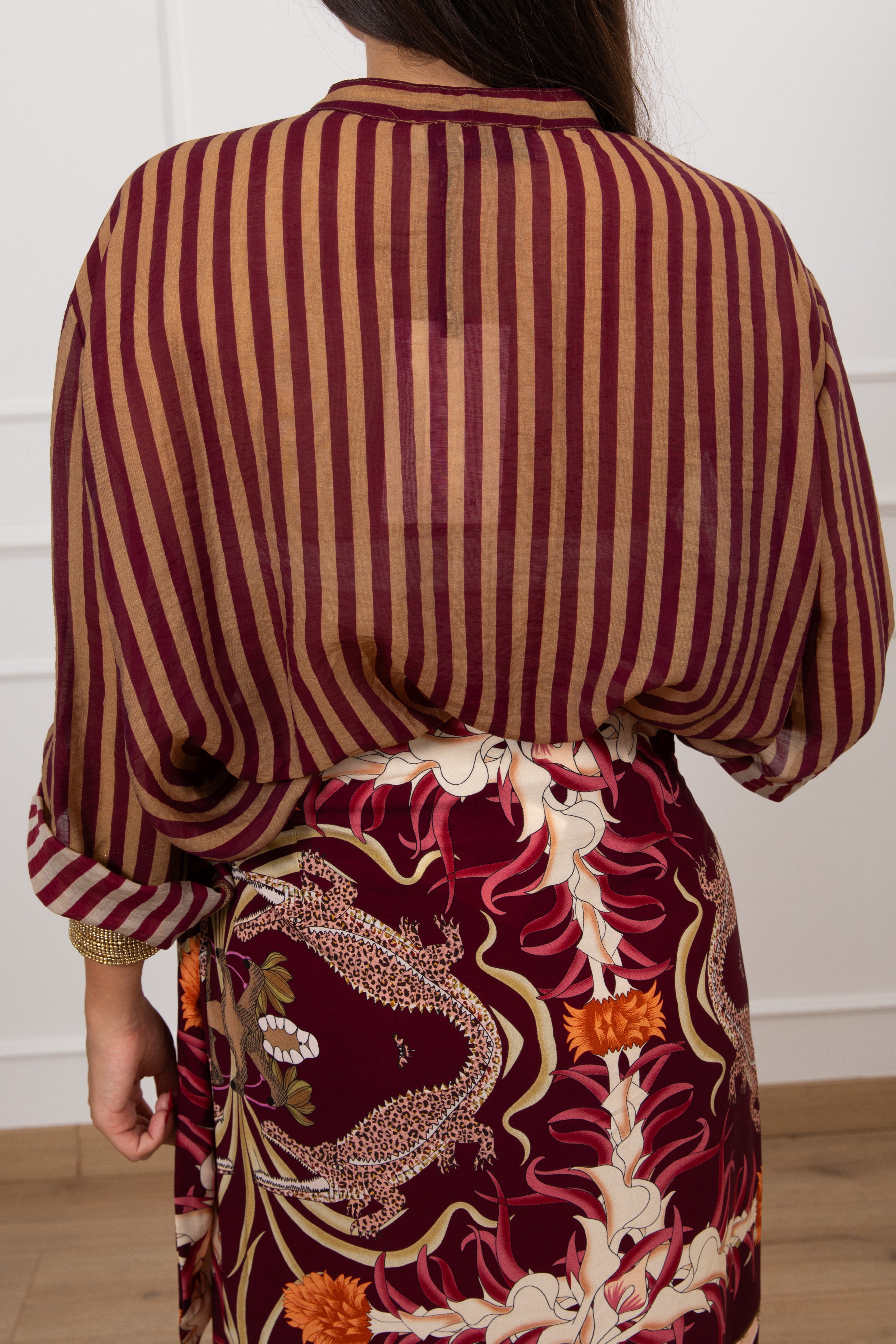PRE ORDER 15/06 BORDEAUX Camicia righe sottili Haveone