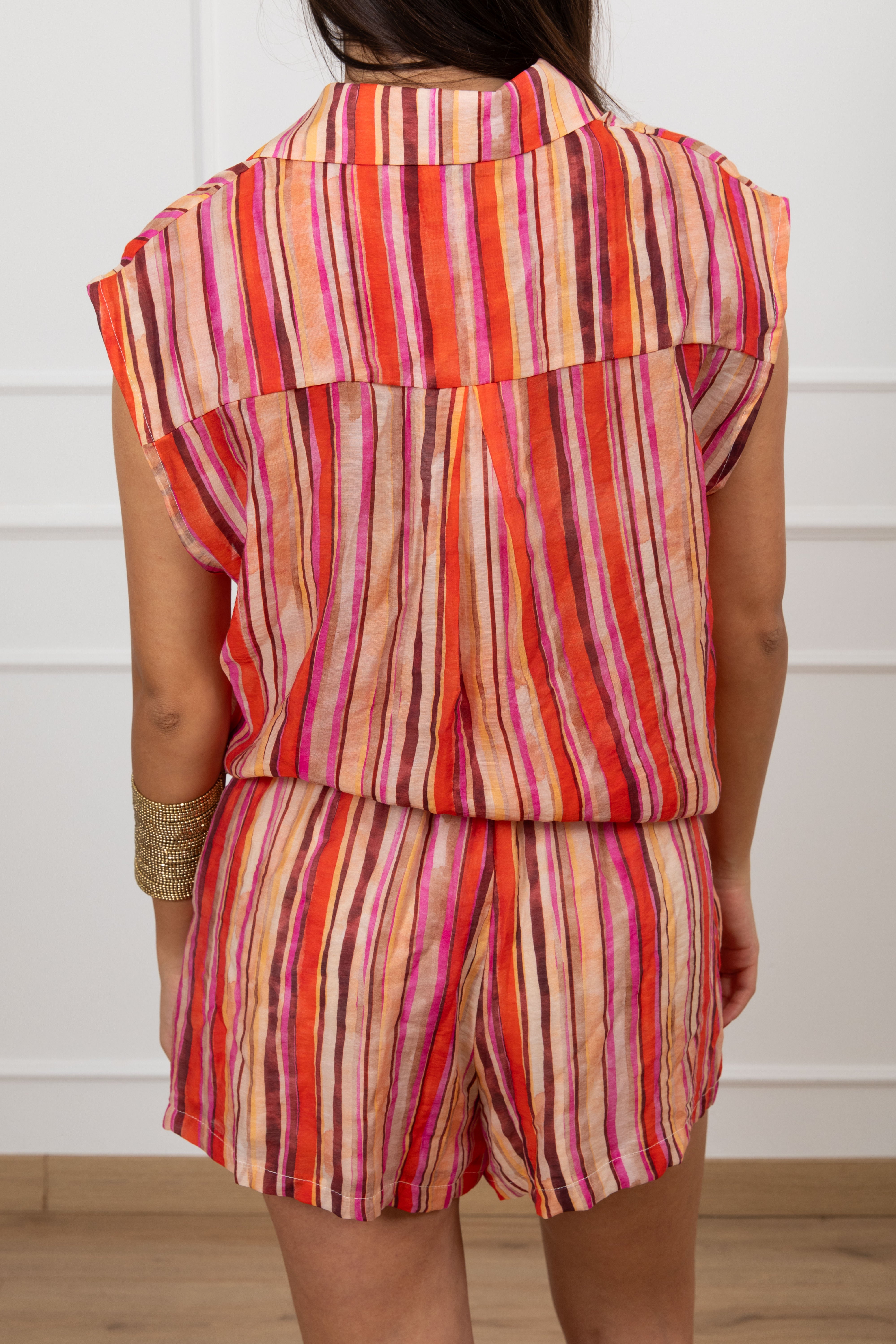 Camicia smanicata a righe multicolor Susy Mix