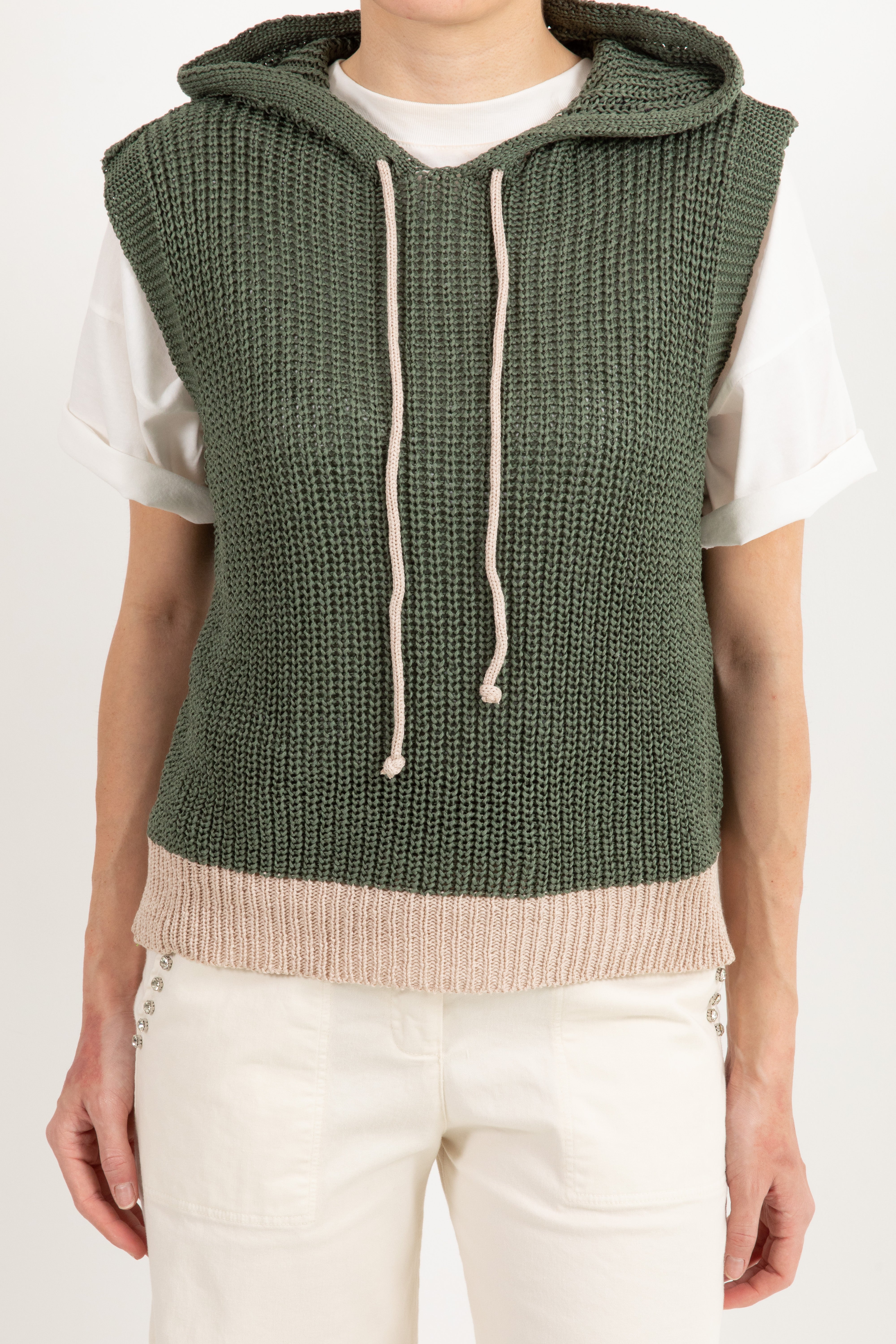 Gilet in maglia con cappuccio Susy Mix