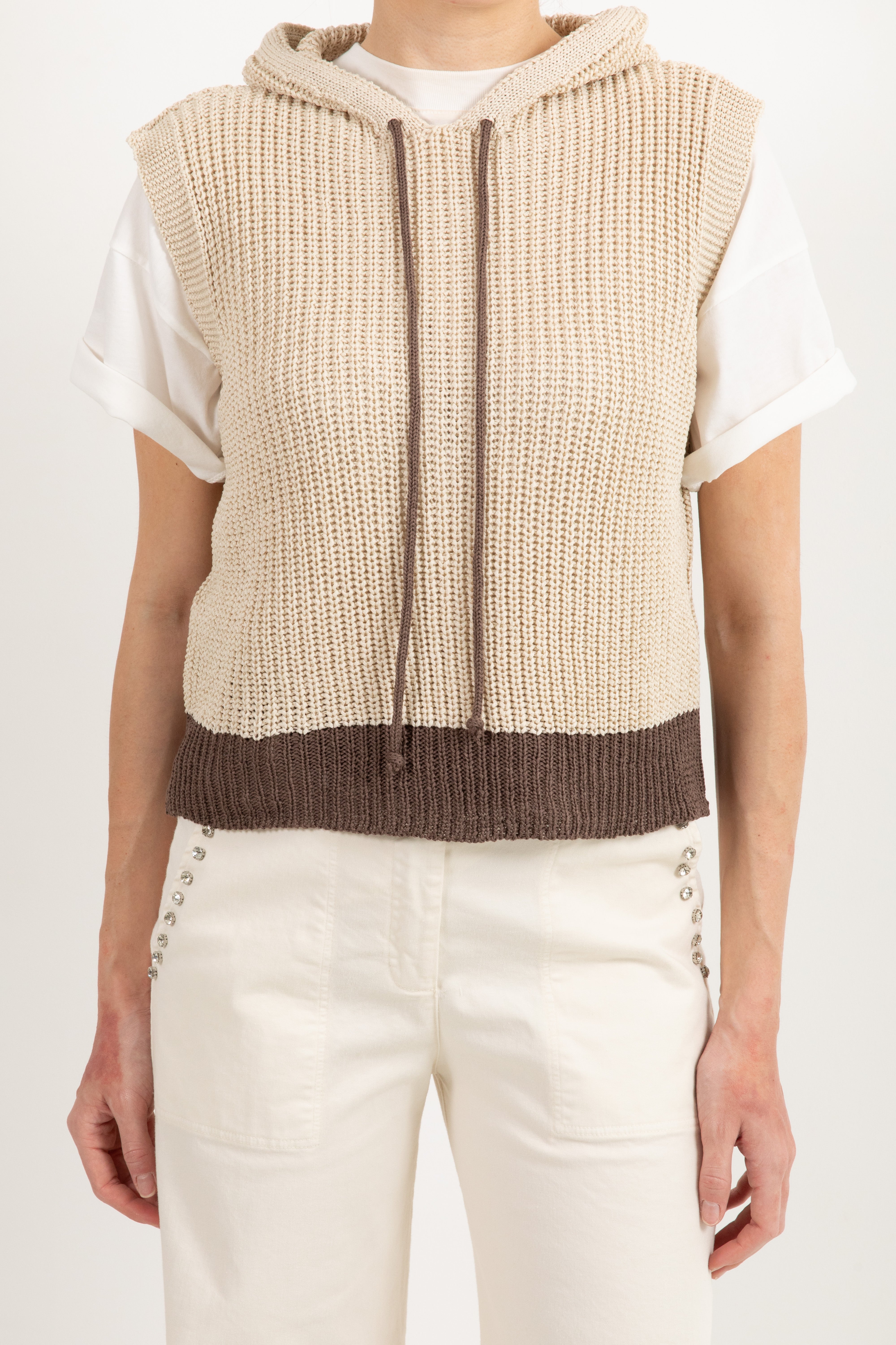 Gilet in maglia con cappuccio Susy Mix