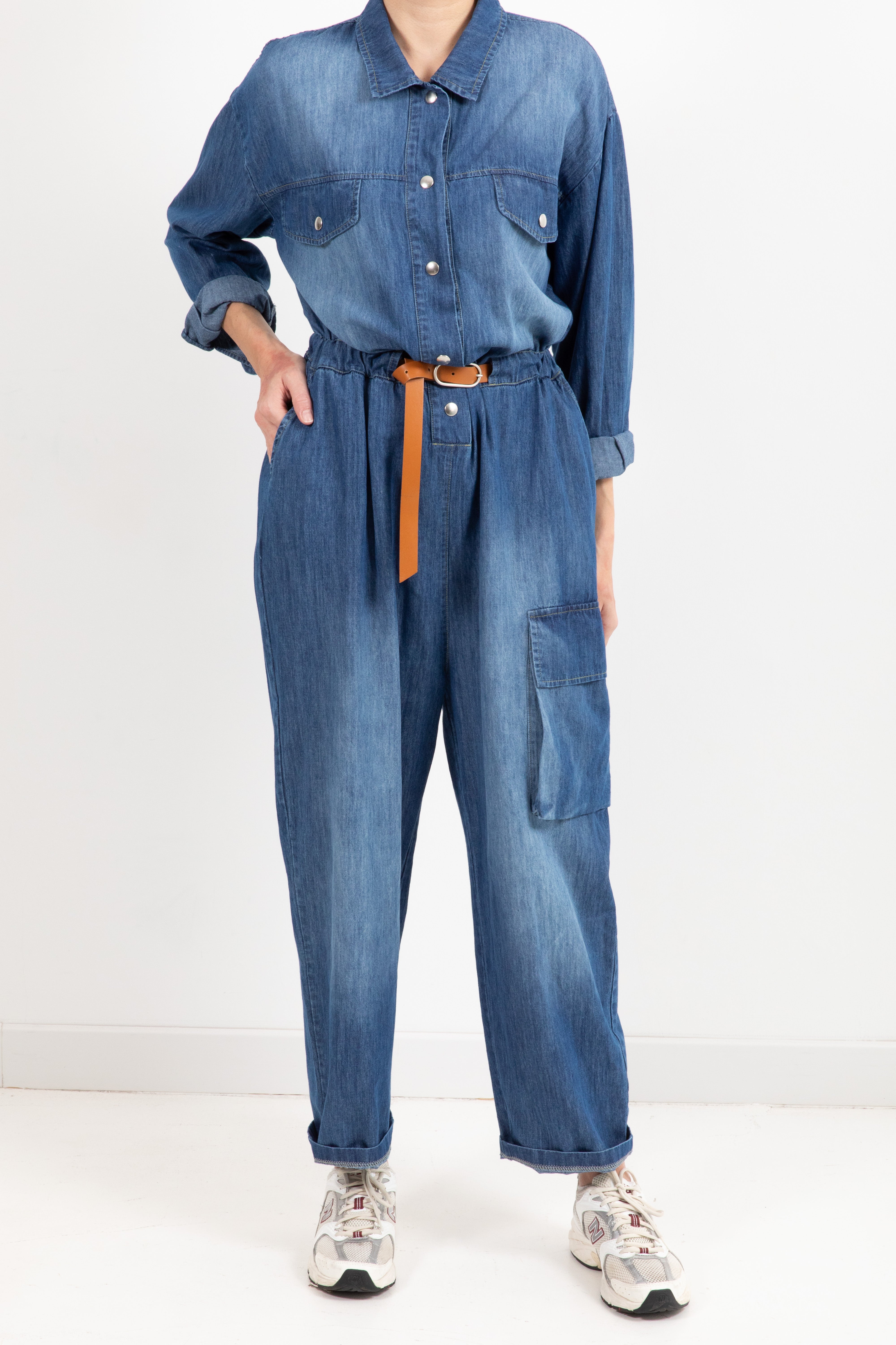 Jumpsuit cargo in chambrix Susy Mix