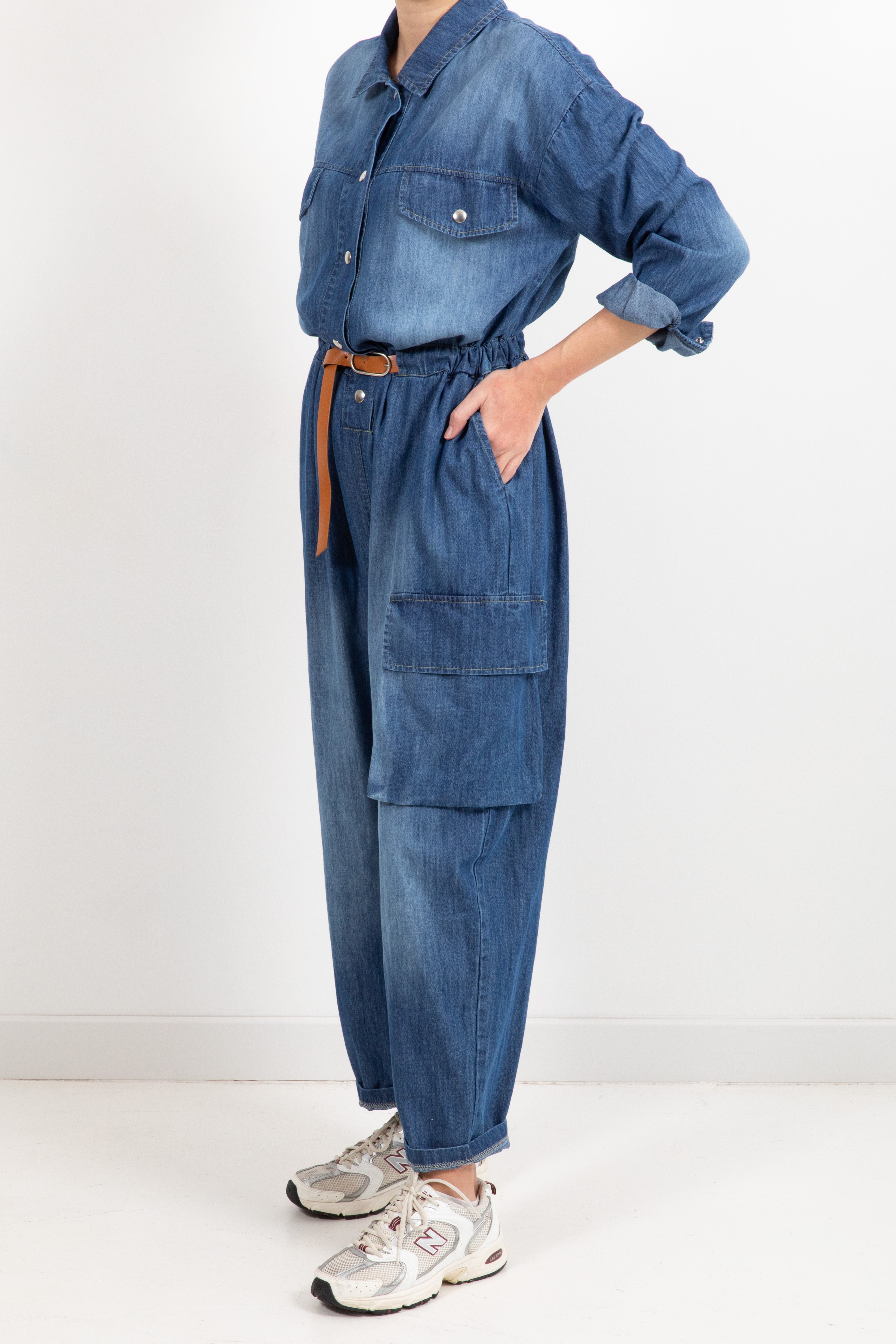 Jumpsuit cargo in chambrix Susy Mix