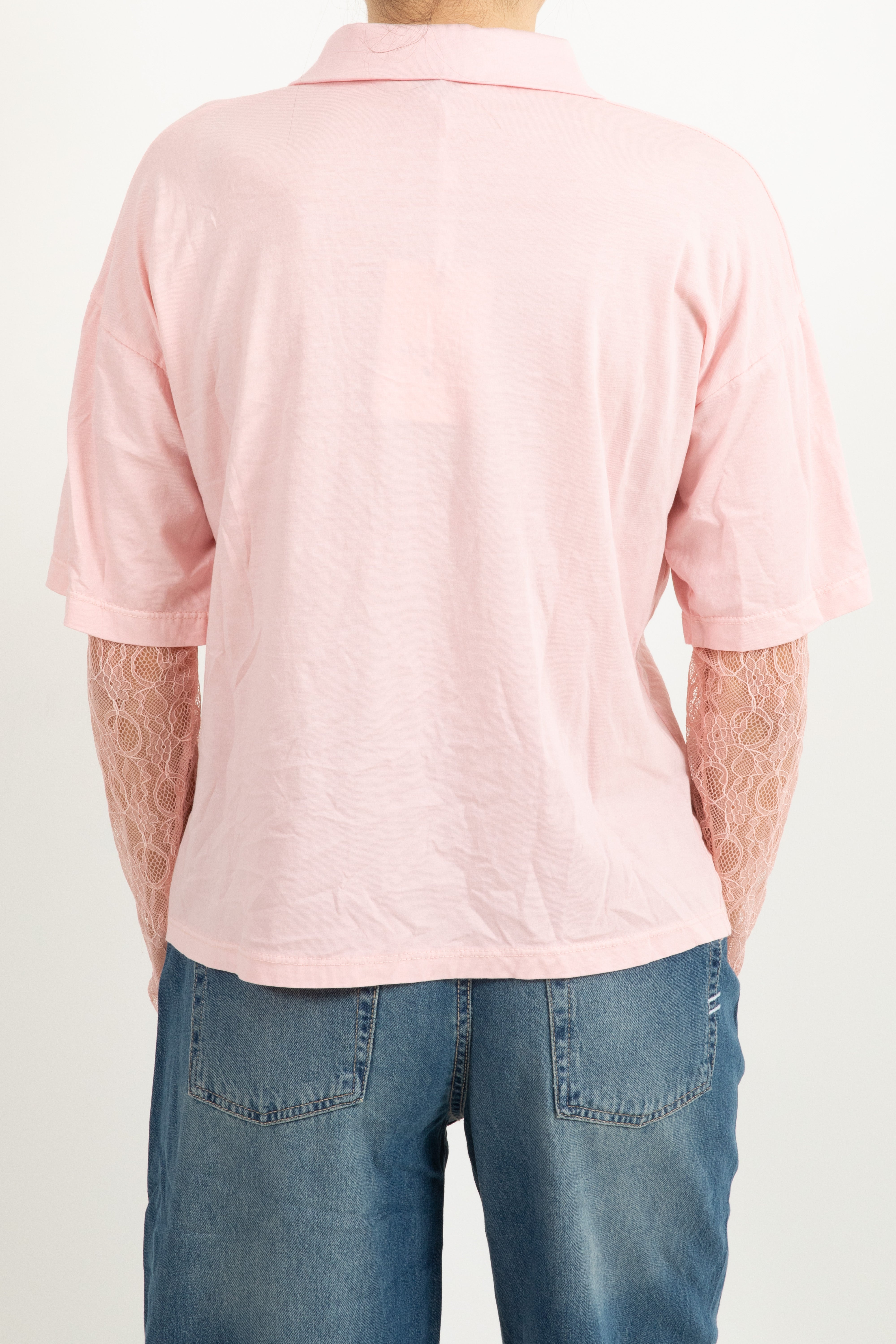 Polo in cotone con manica in pizzo Susy Mix