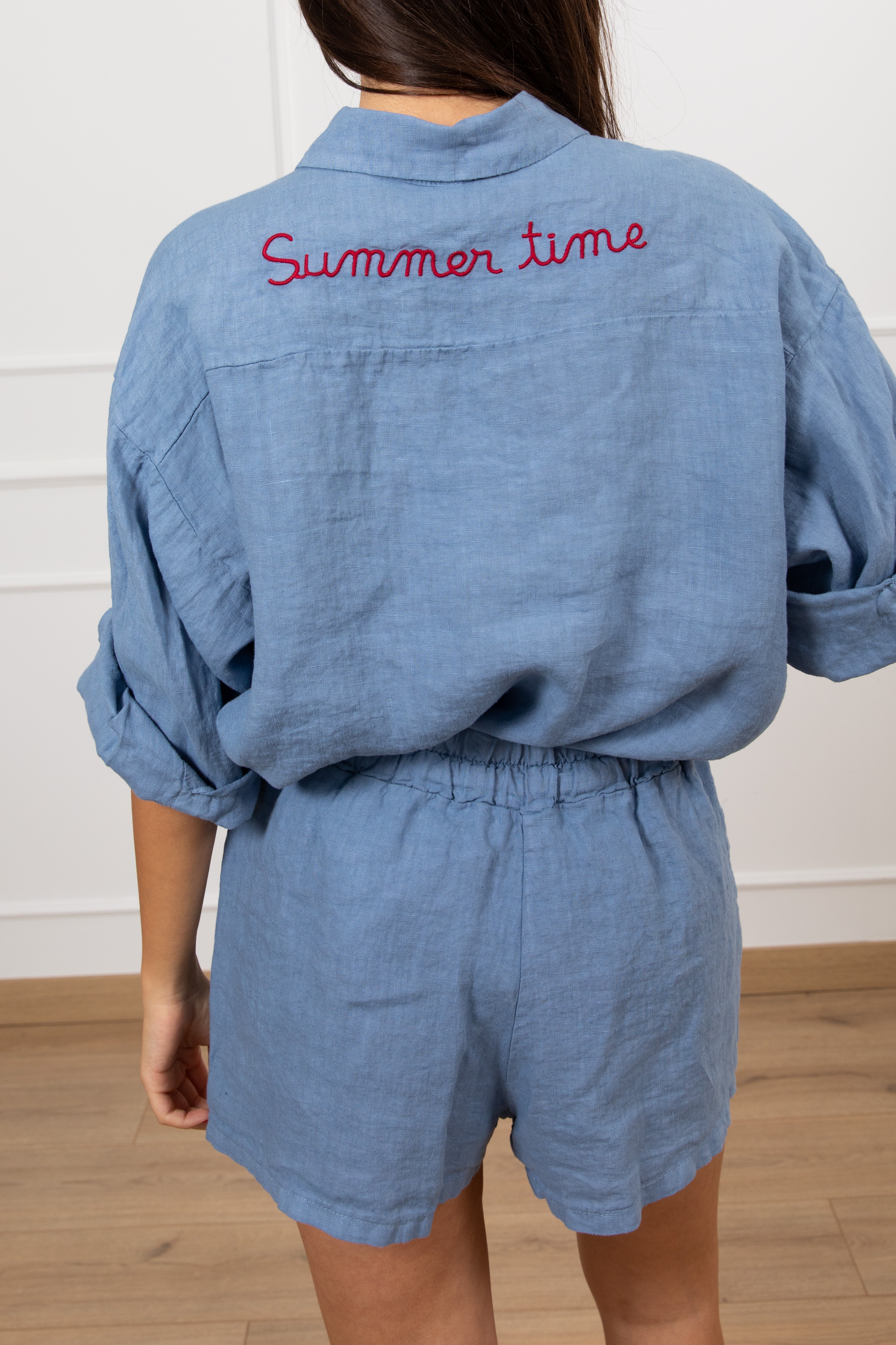 Camicia tinta unita in lino "Summer time" Tensione IN