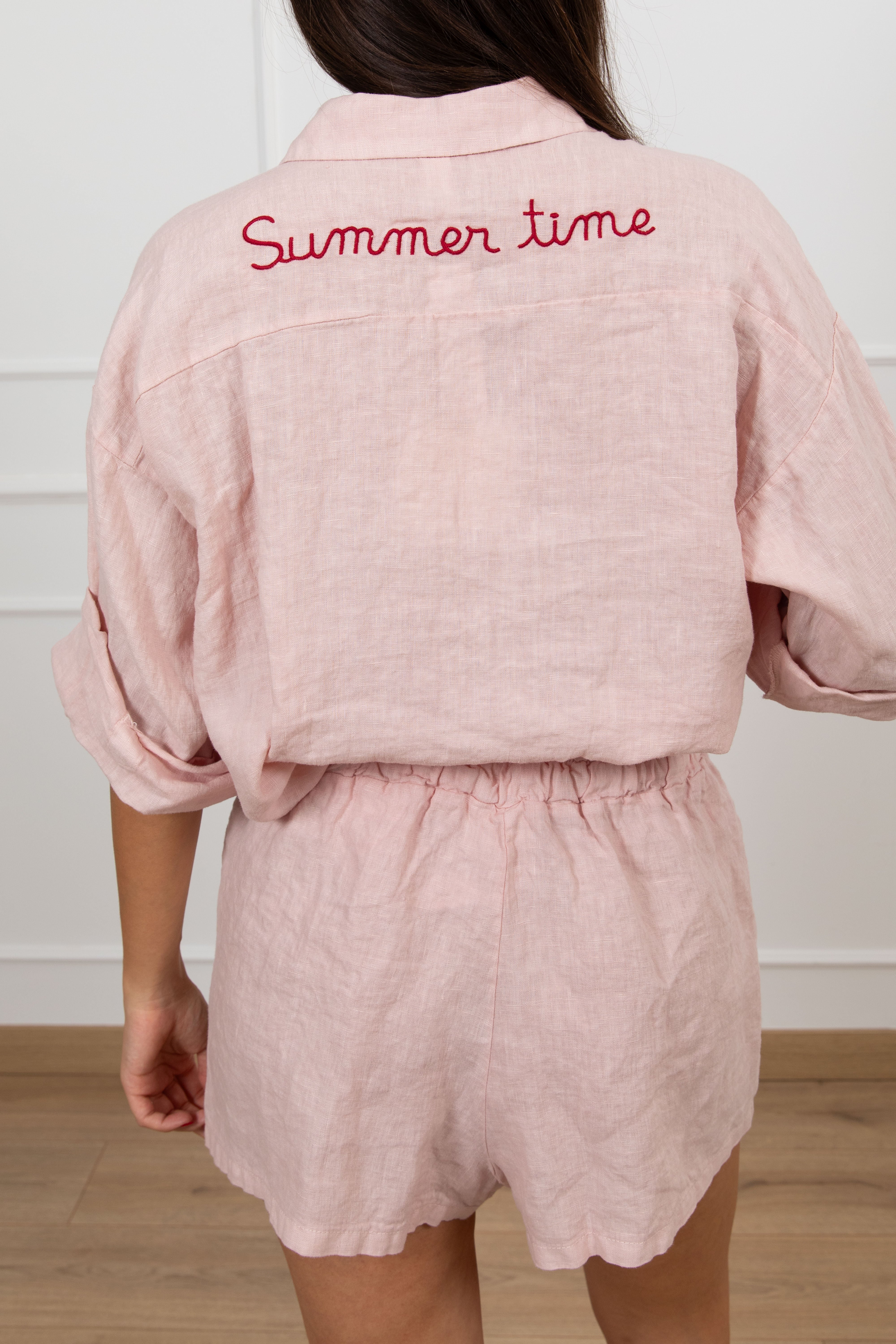 Camicia tinta unita in lino "Summer time" Tensione IN