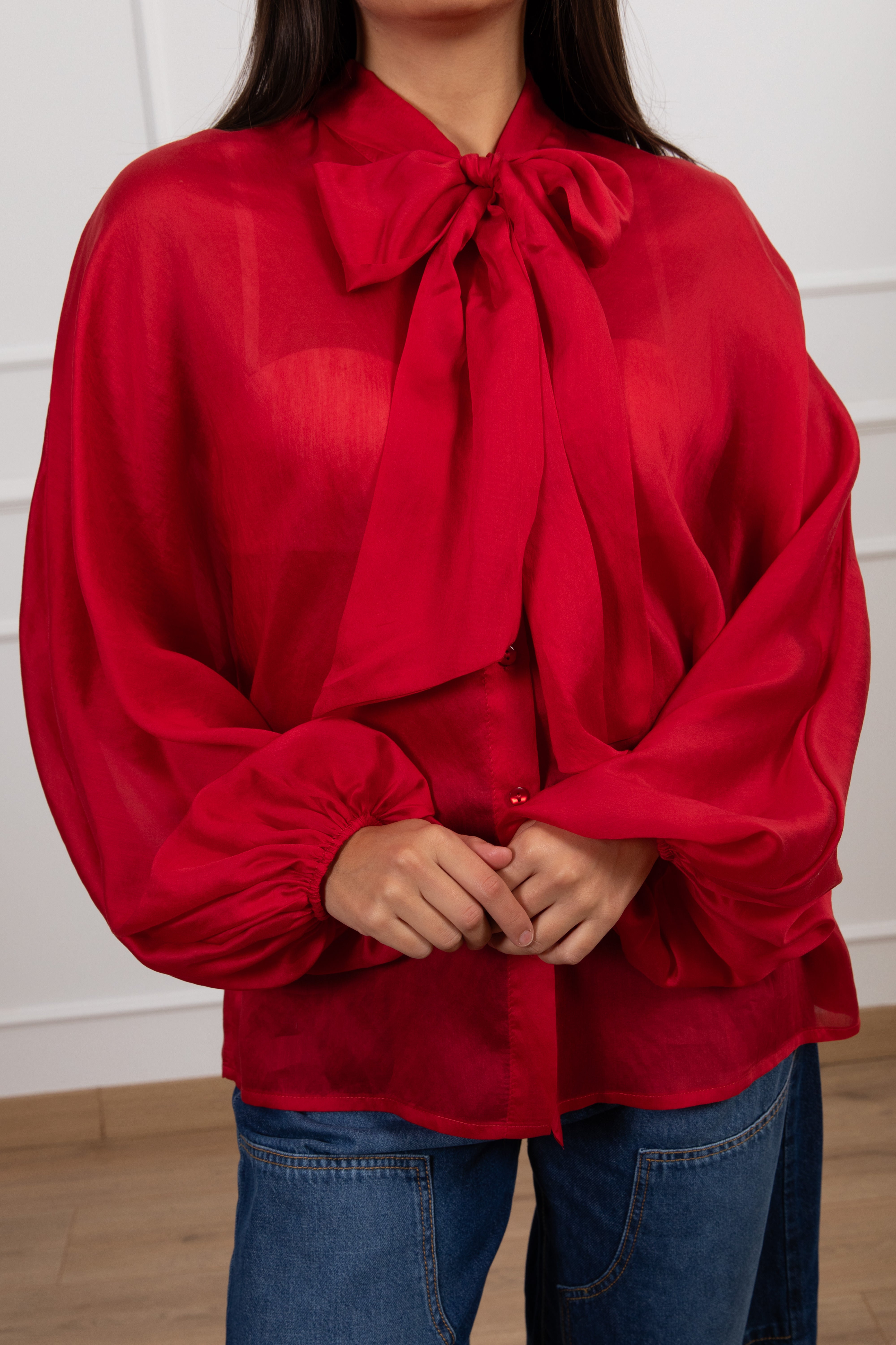Camicia in lyocell con fiocco Tensione IN