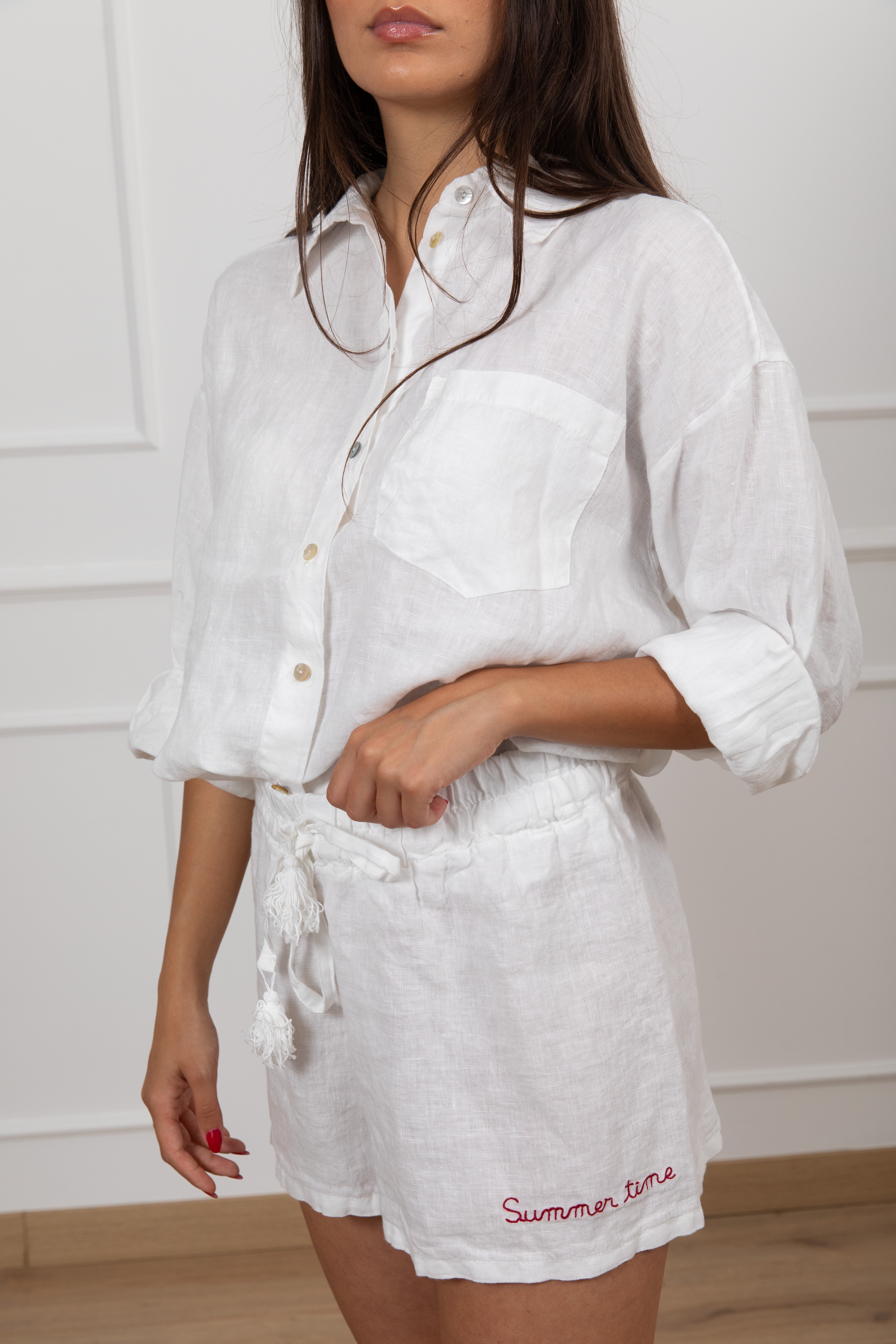 Camicia tinta unita in lino "Summer time" Tensione IN