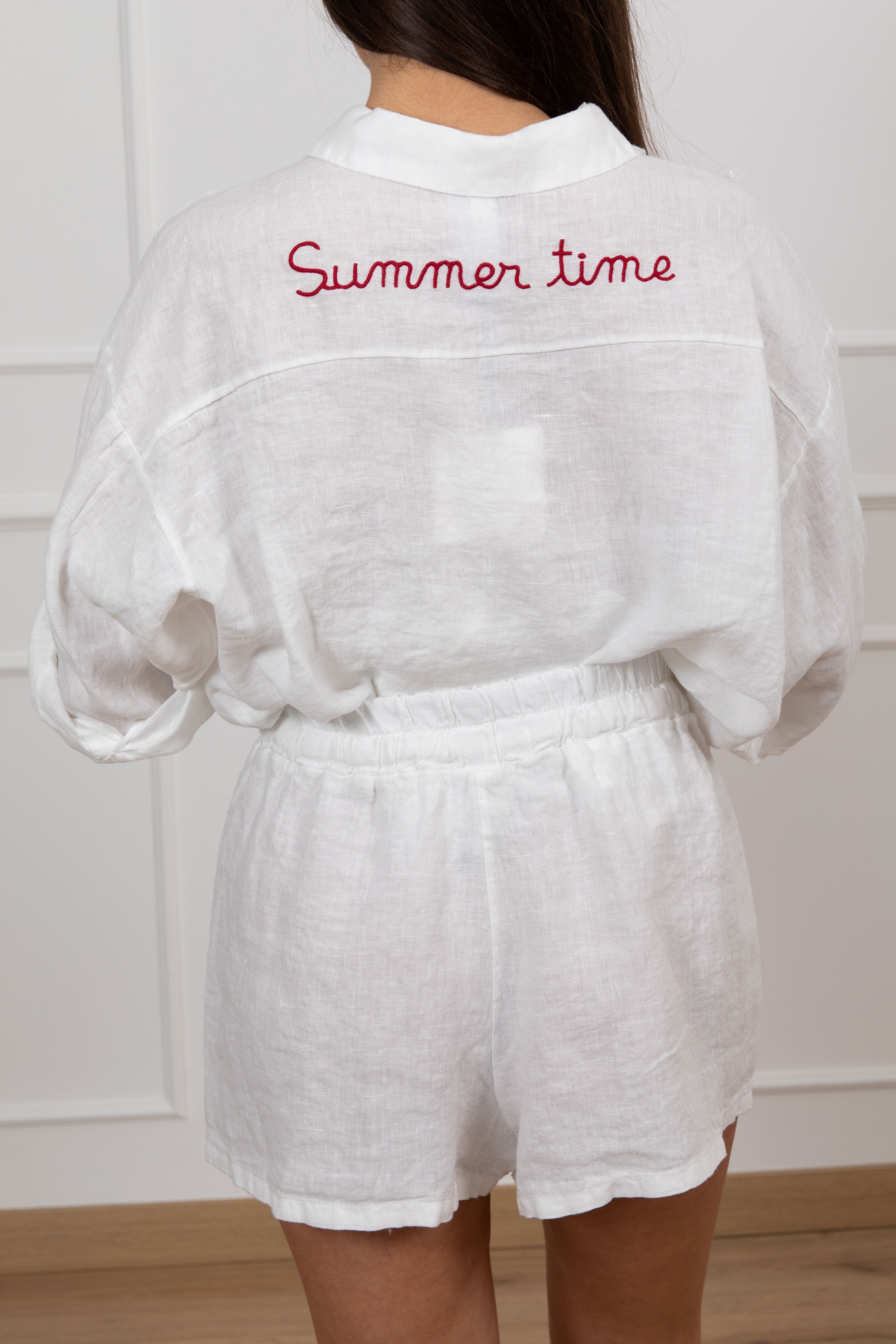 Camicia tinta unita in lino "Summer time" Tensione IN