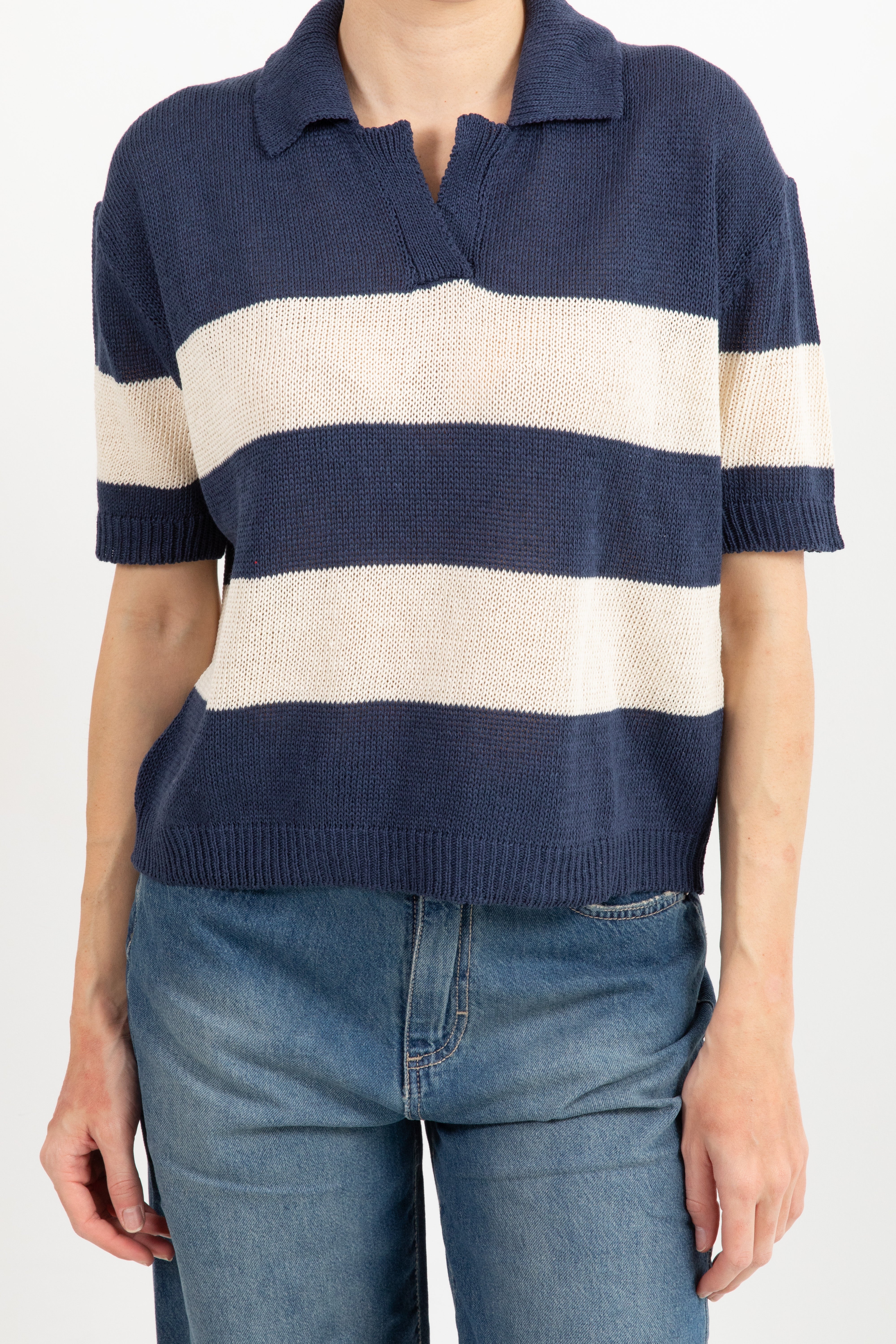 Polo in maglia a righe manica corta Susy Mix