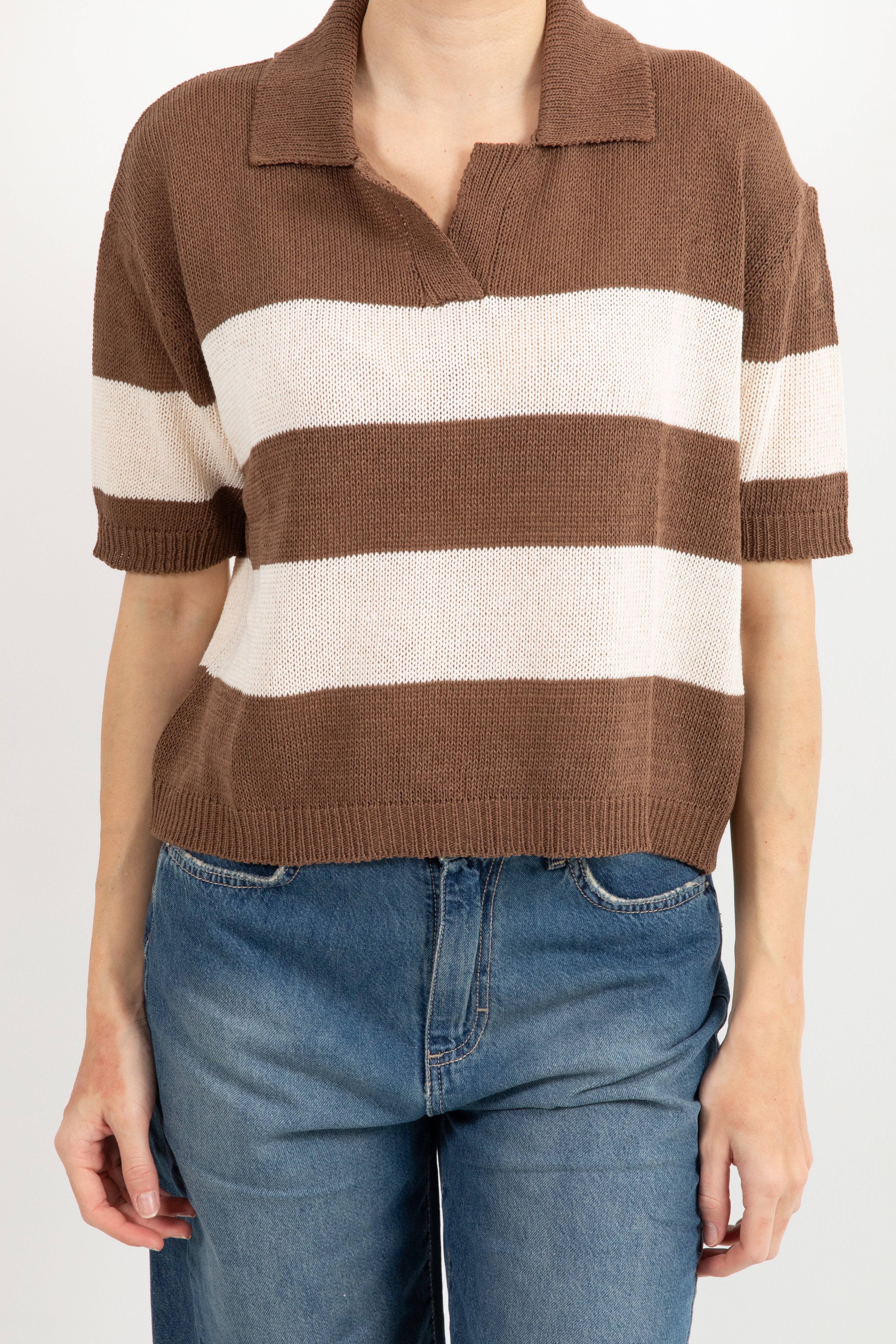 Polo in maglia a righe manica corta Susy Mix