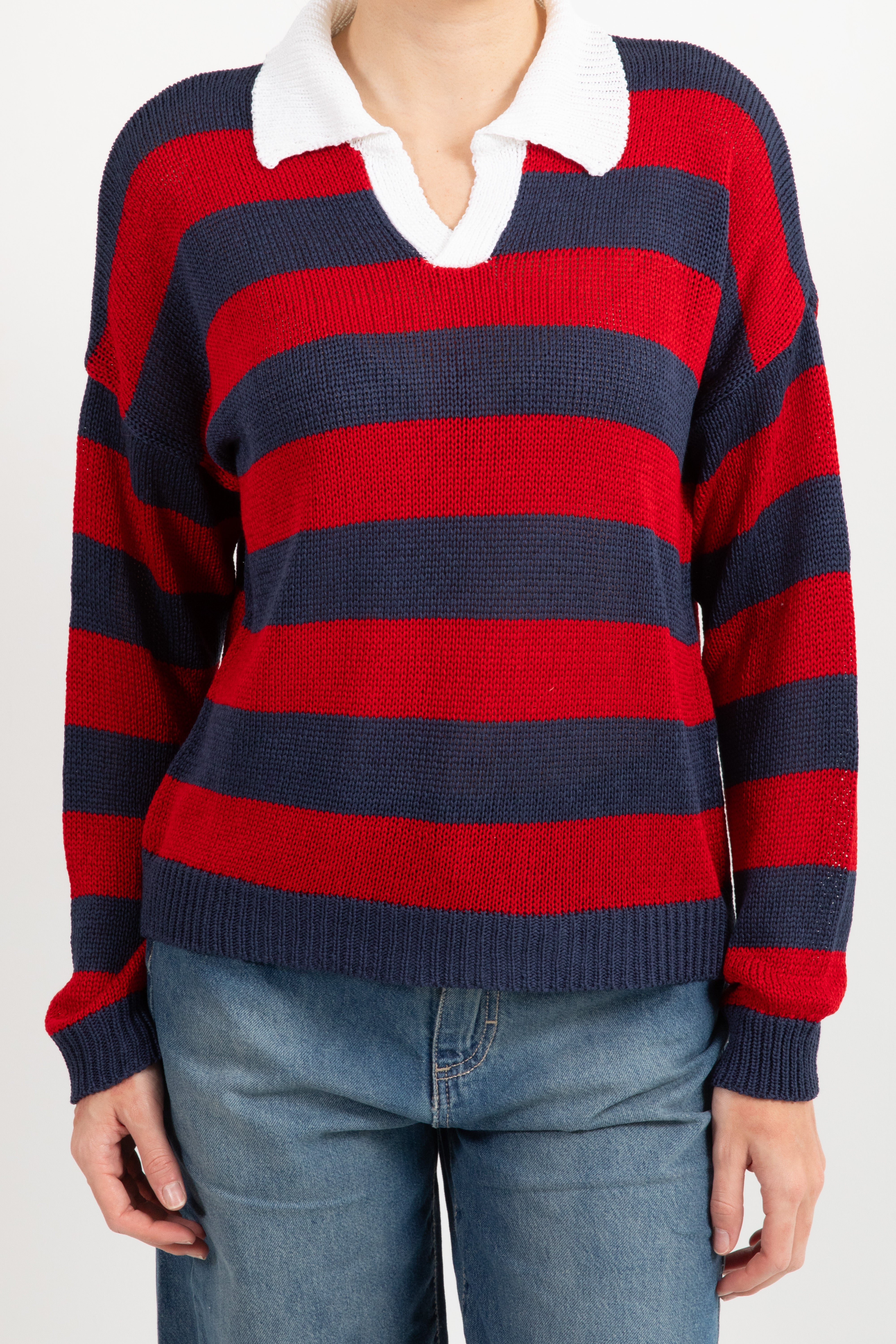 Polo in maglia a manica lunga con righe Susy Mix