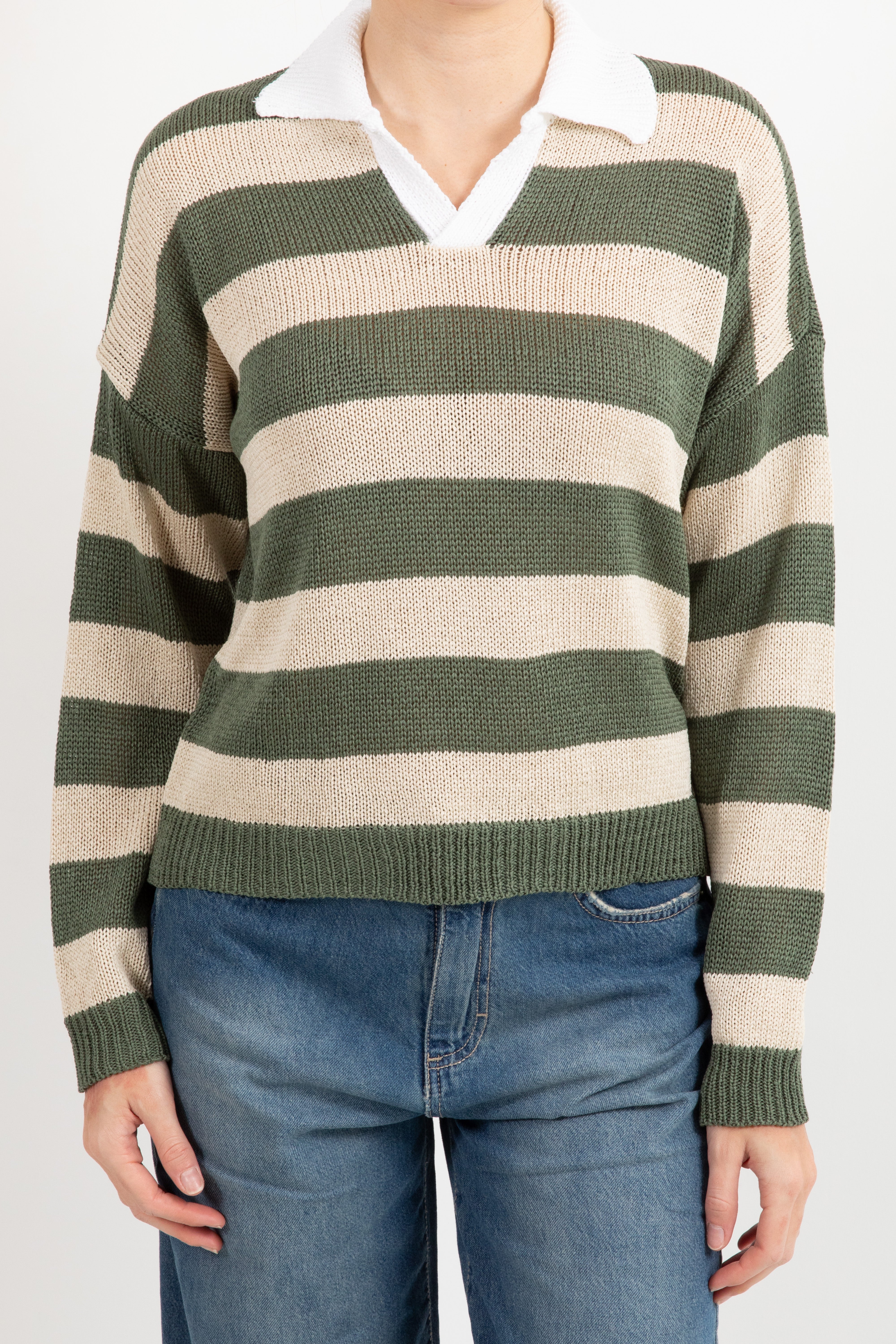Polo in maglia a manica lunga con righe Susy Mix