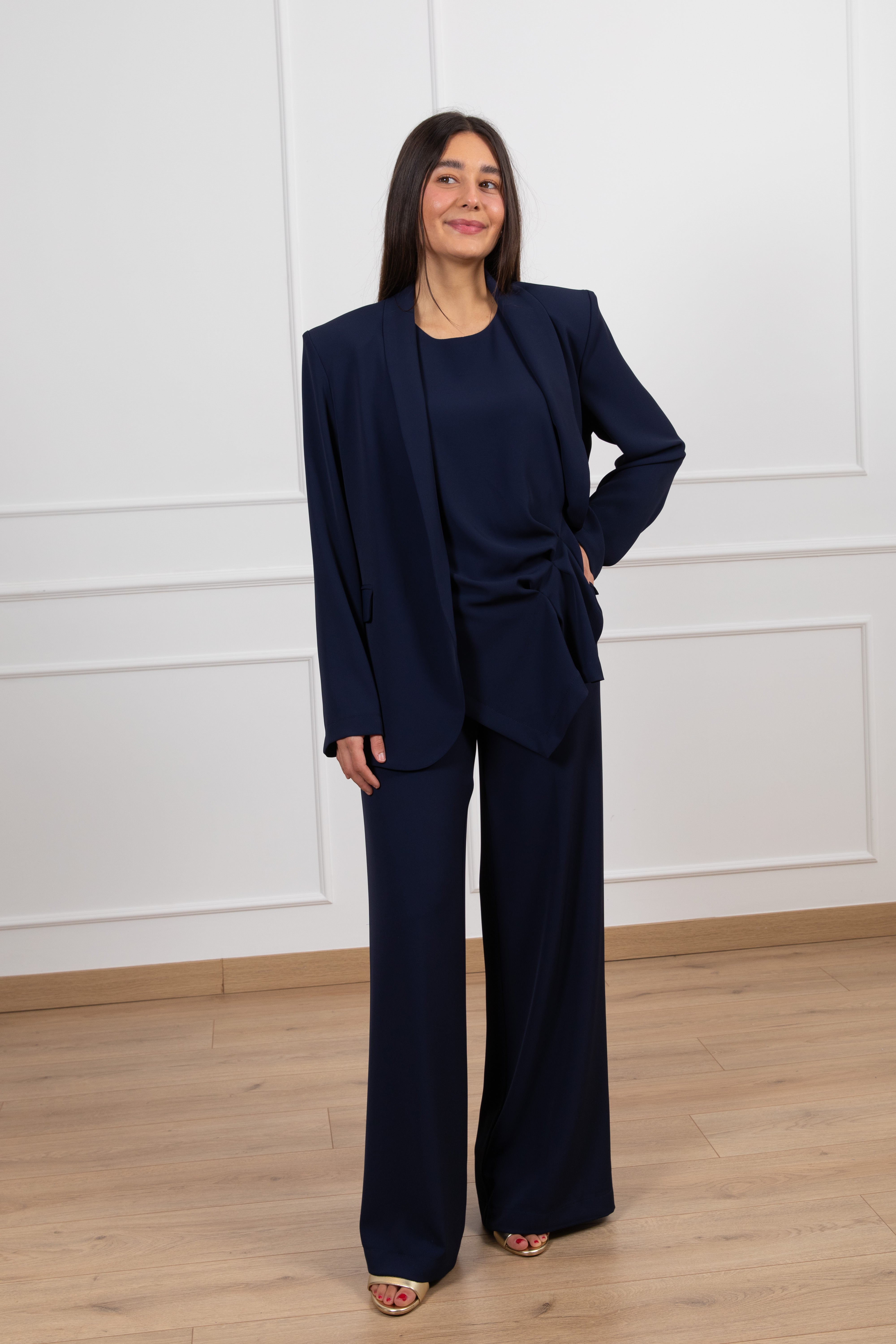 Pantalone gamba dritta in tessuto fluido ViCOLO