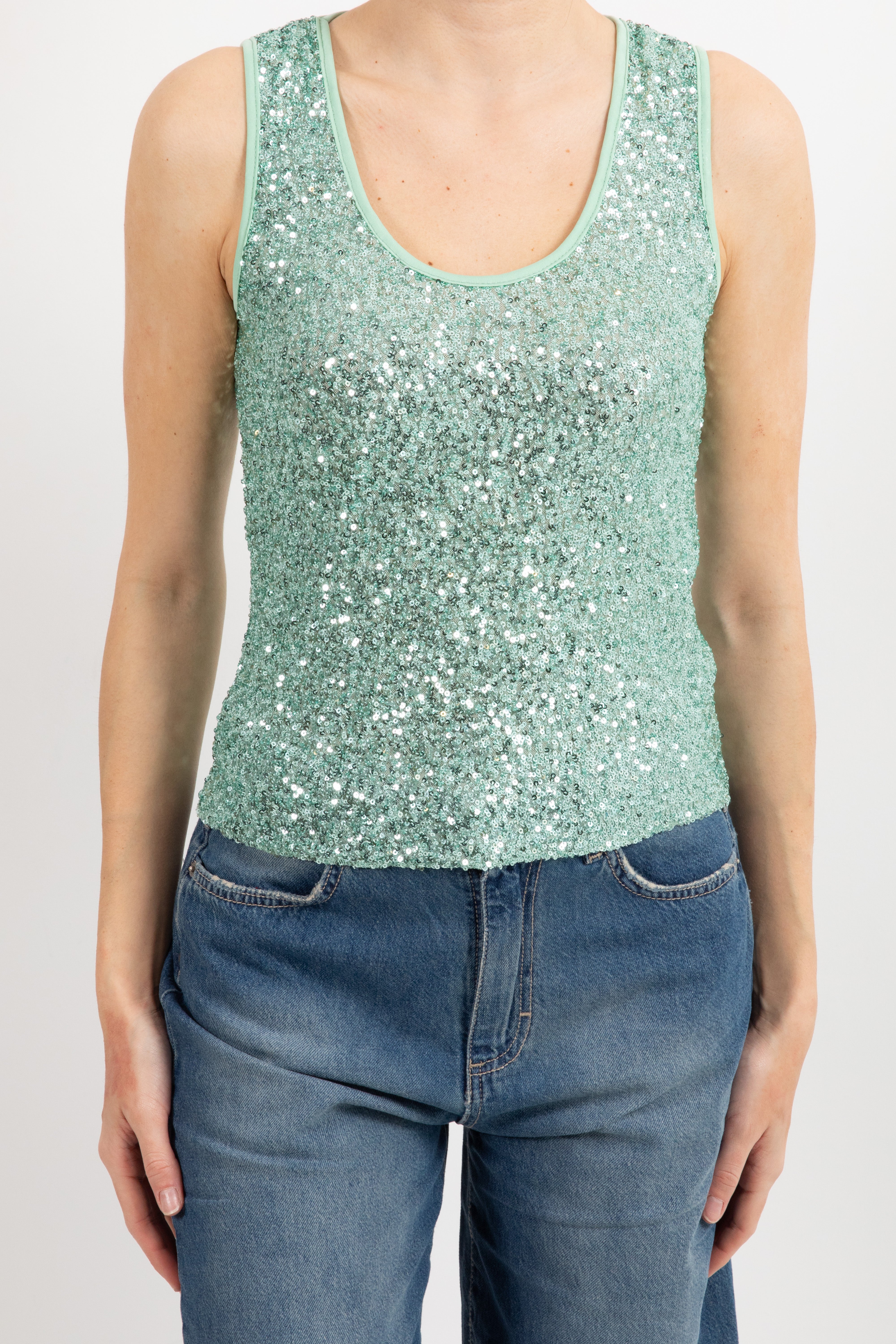 Canotta con ricamo paillettes Susy Mix