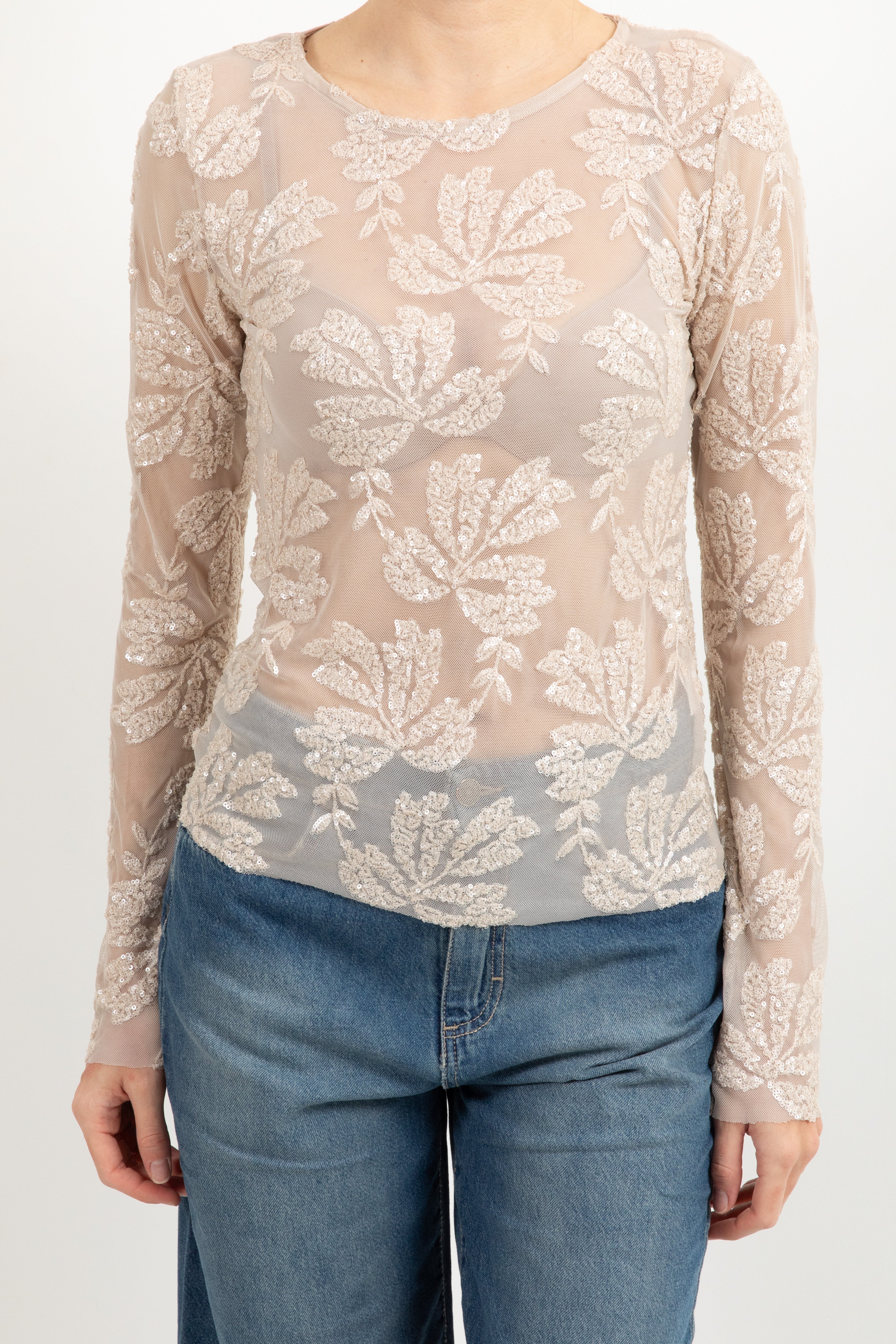Blusa in tulle con ricamo paillettes Susy Mix