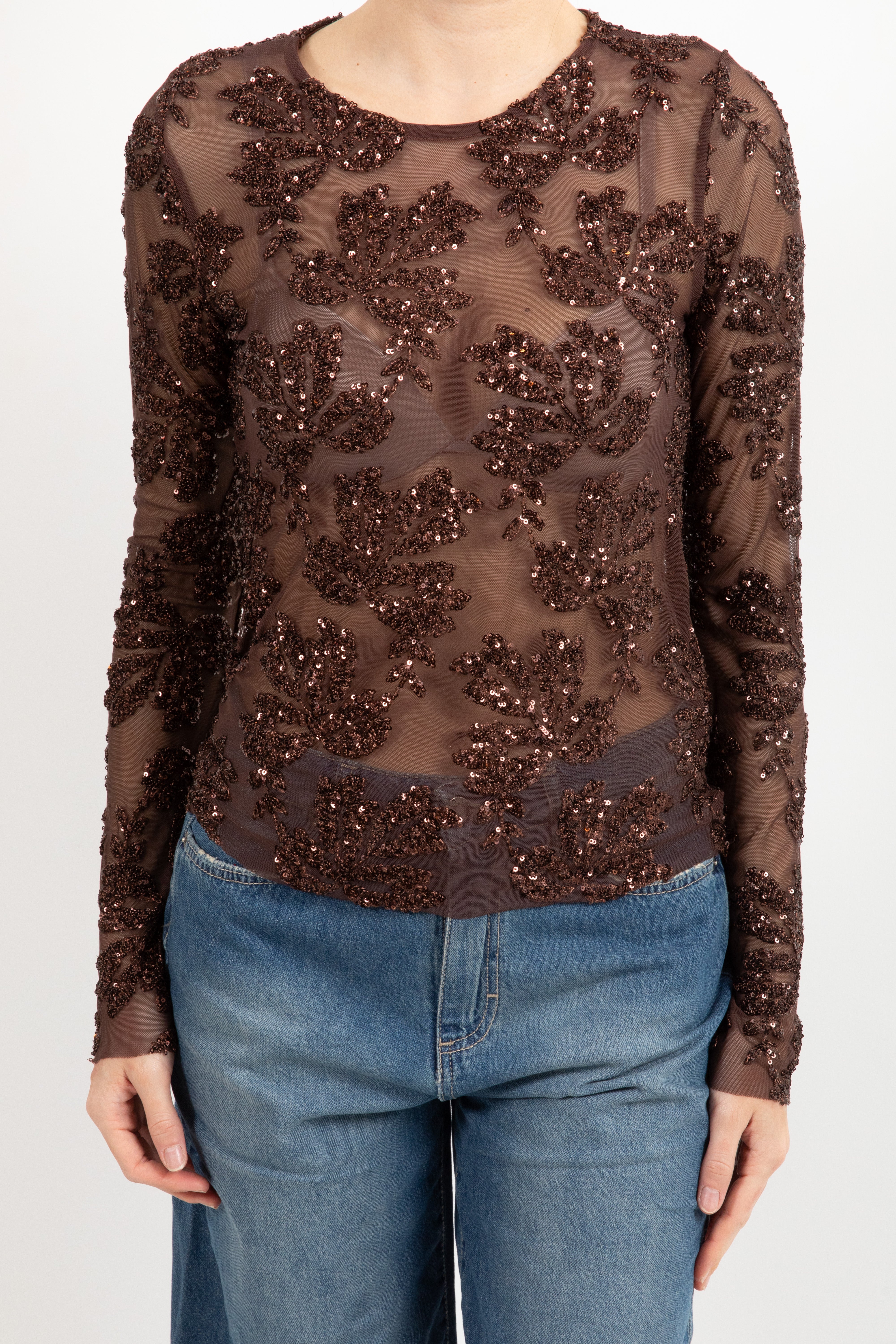 Blusa in tulle con ricamo paillettes Susy Mix