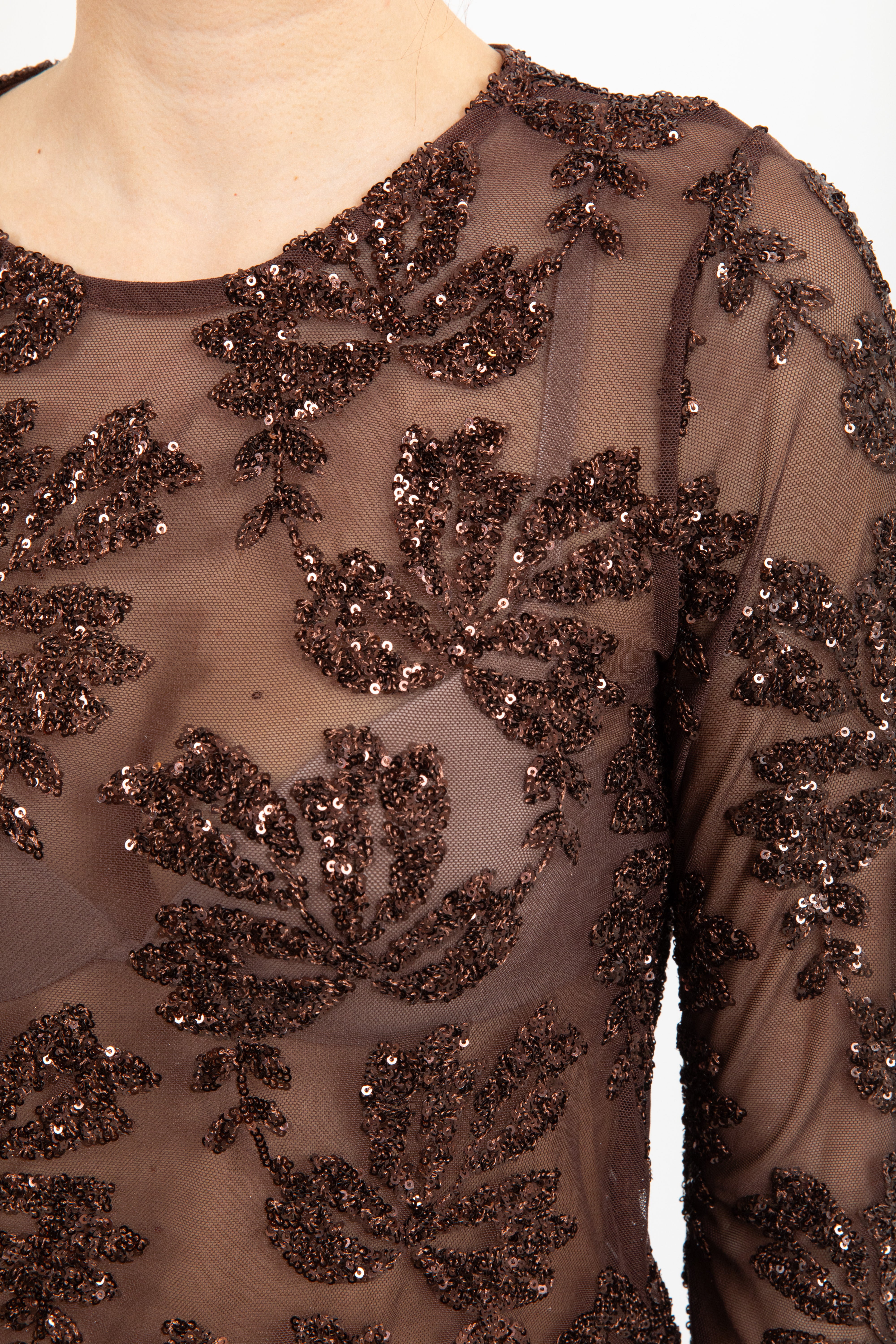 Blusa in tulle con ricamo paillettes Susy Mix