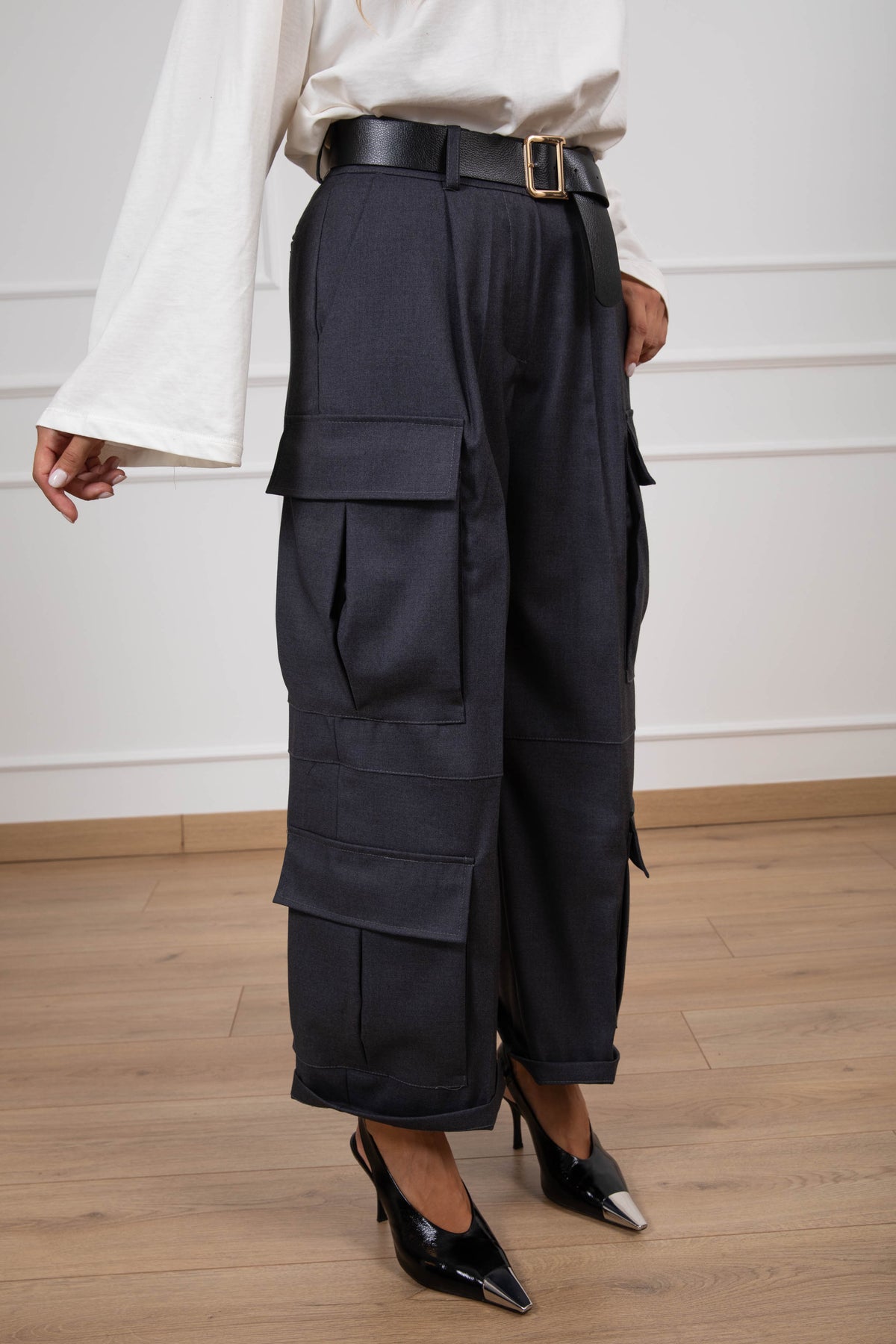 Pantalone cargo in viscosa variante antracite ViCOLO