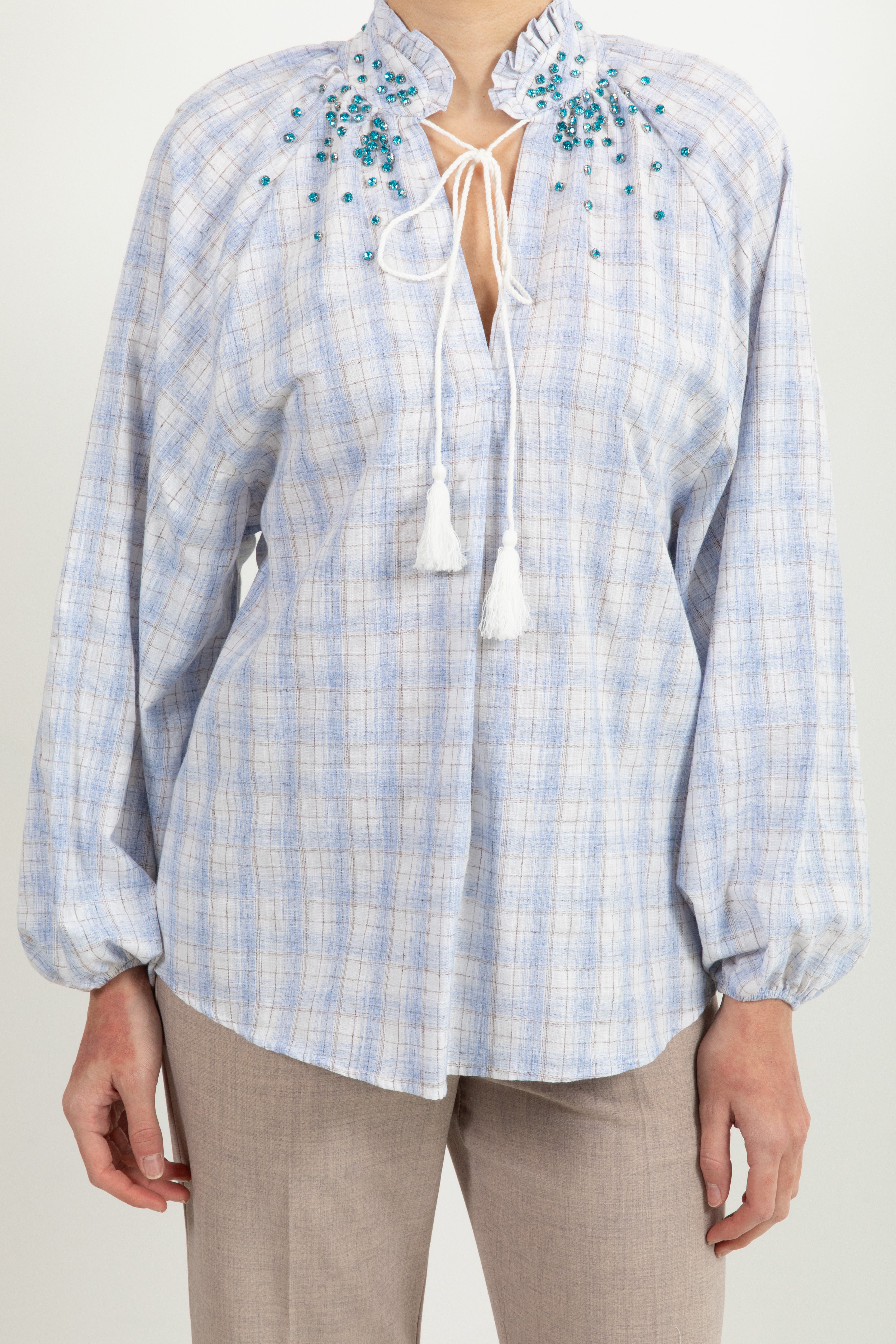 Camicia check con laccio e pietre Dixie
