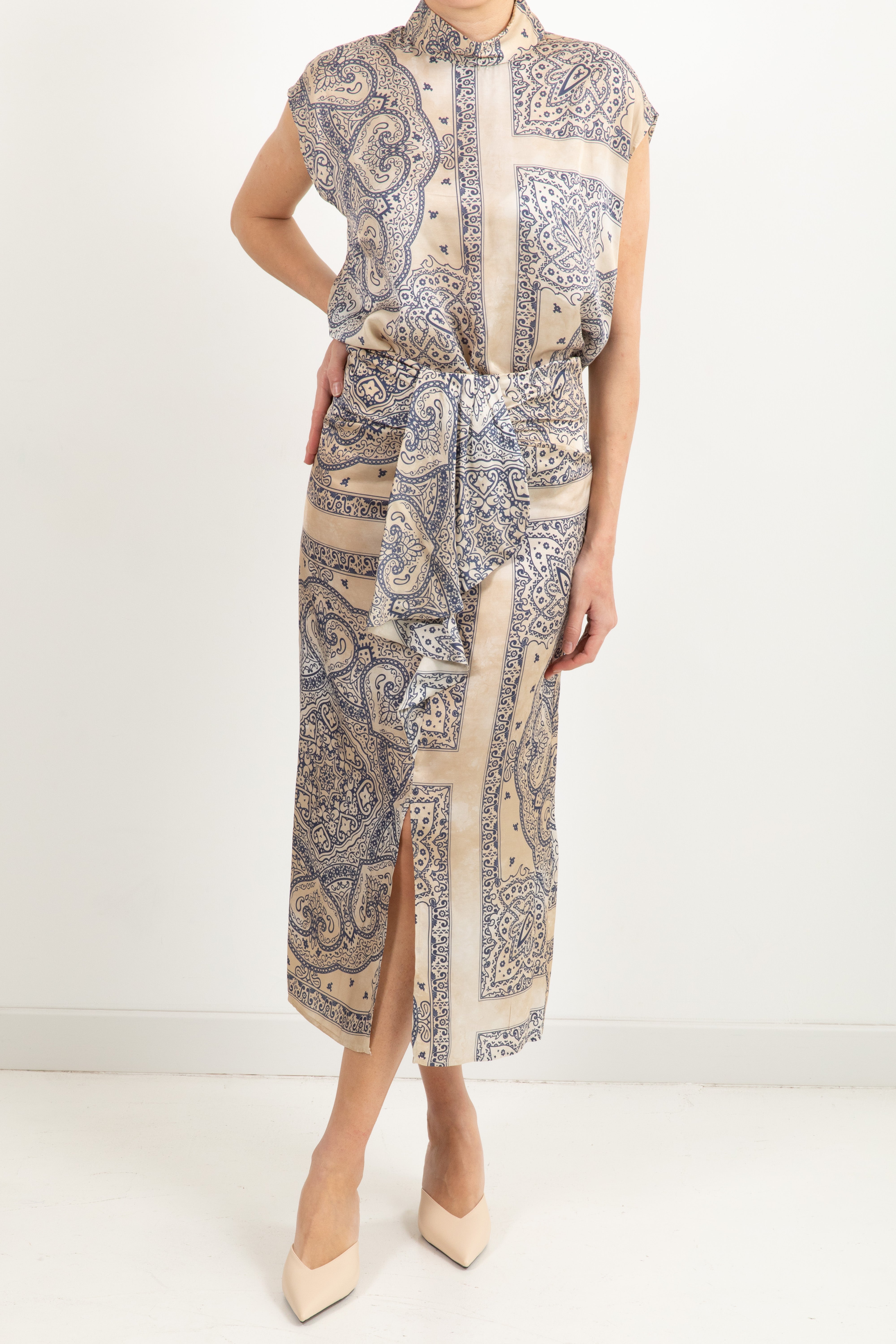 Longuette con rouches fantasia bandana ViCOLO