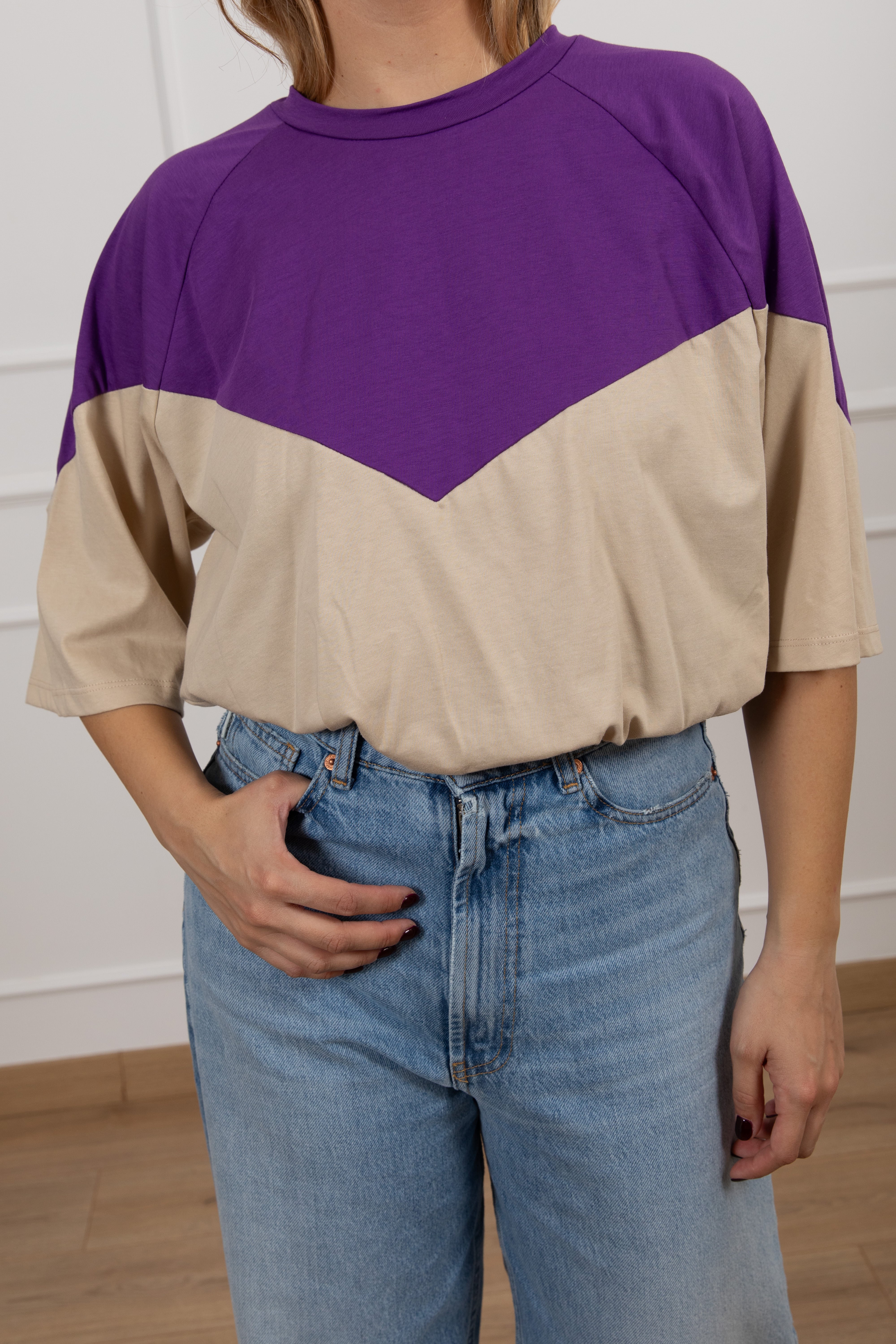 T-shirt bi-color con fondo a palloncino Tensione IN