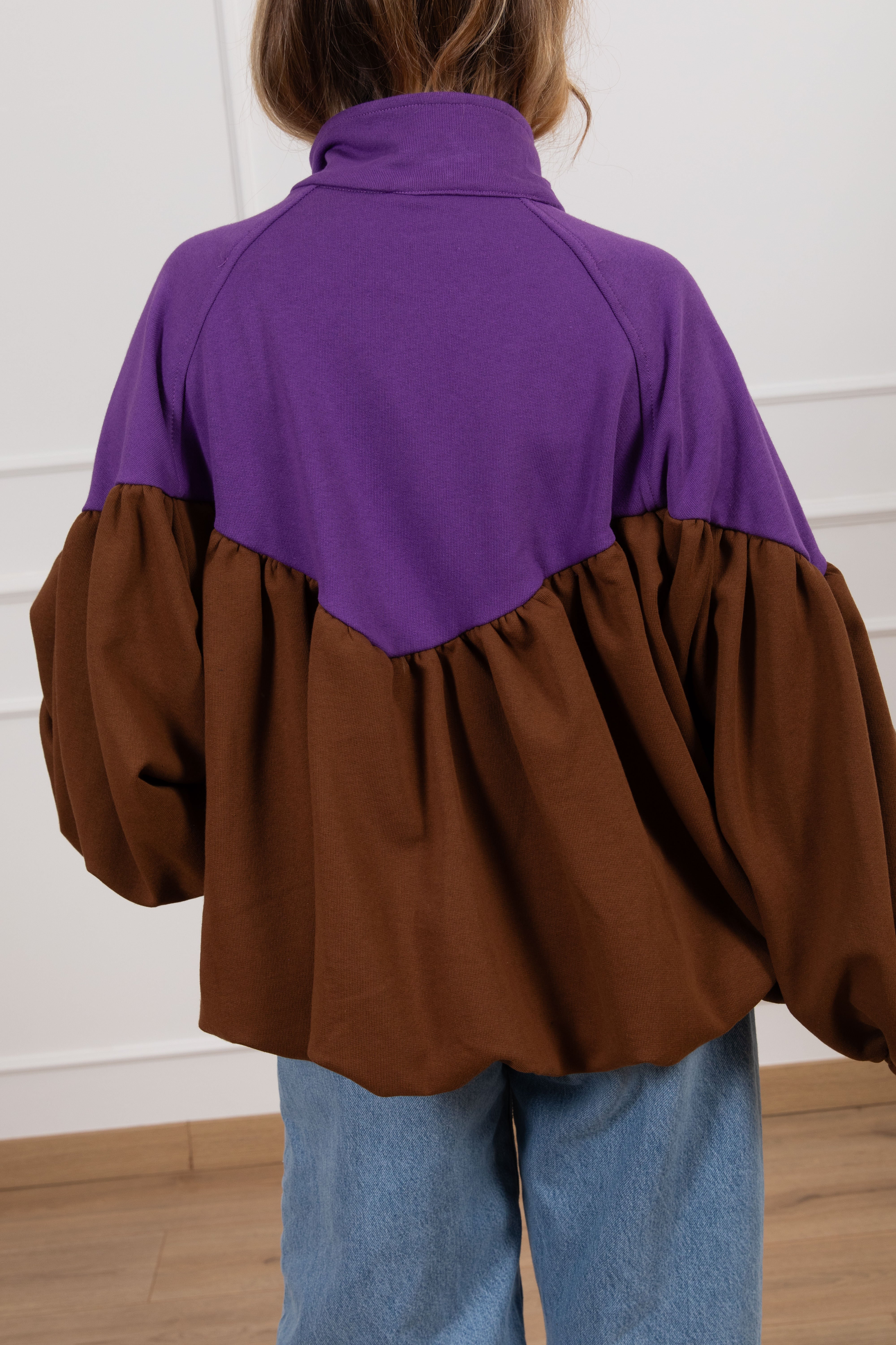 Felpa bi-color con zip e fondo a palloncino Tensione IN