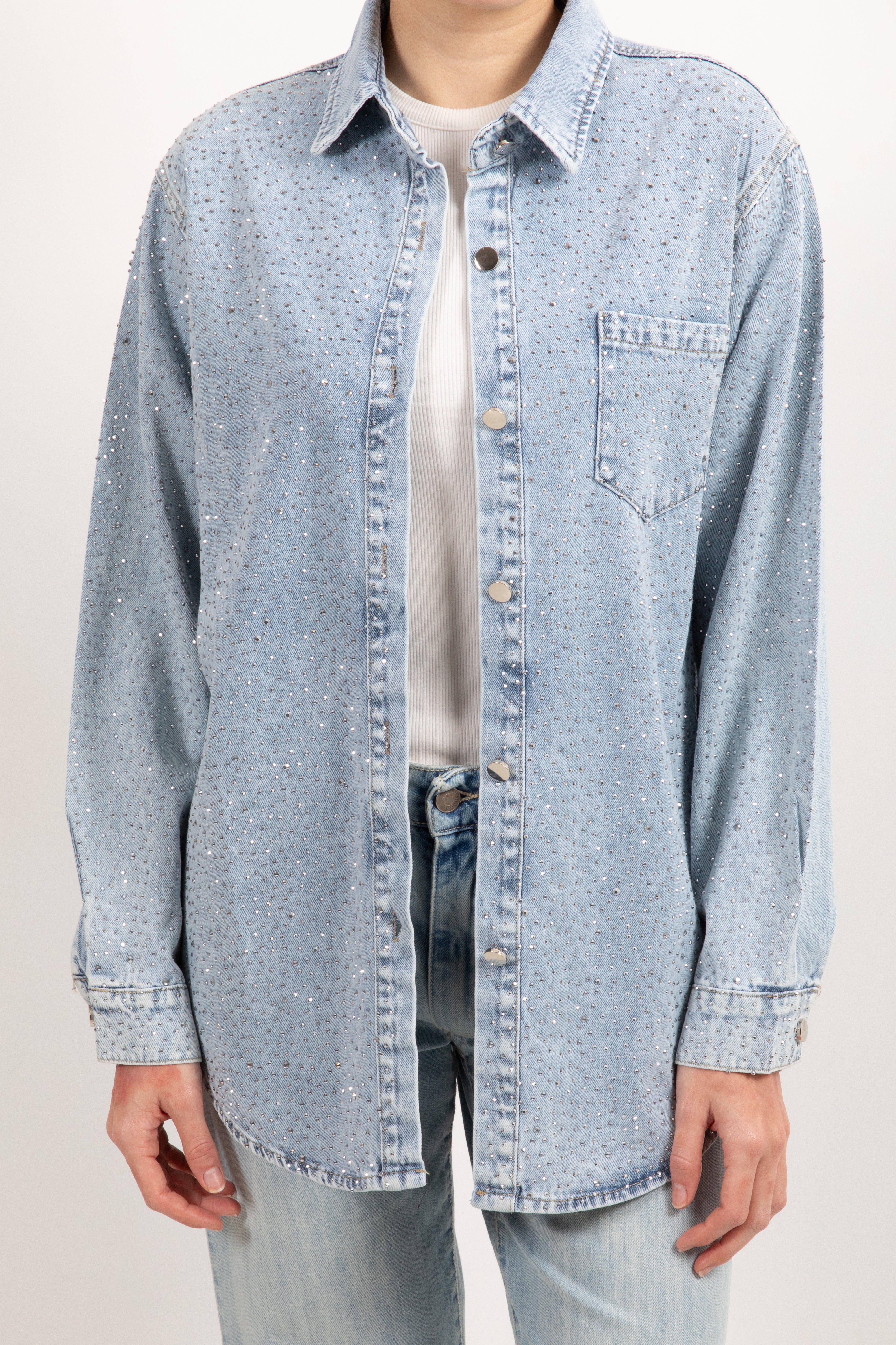 Giacca-camicia in jeans con strass Susy Mix