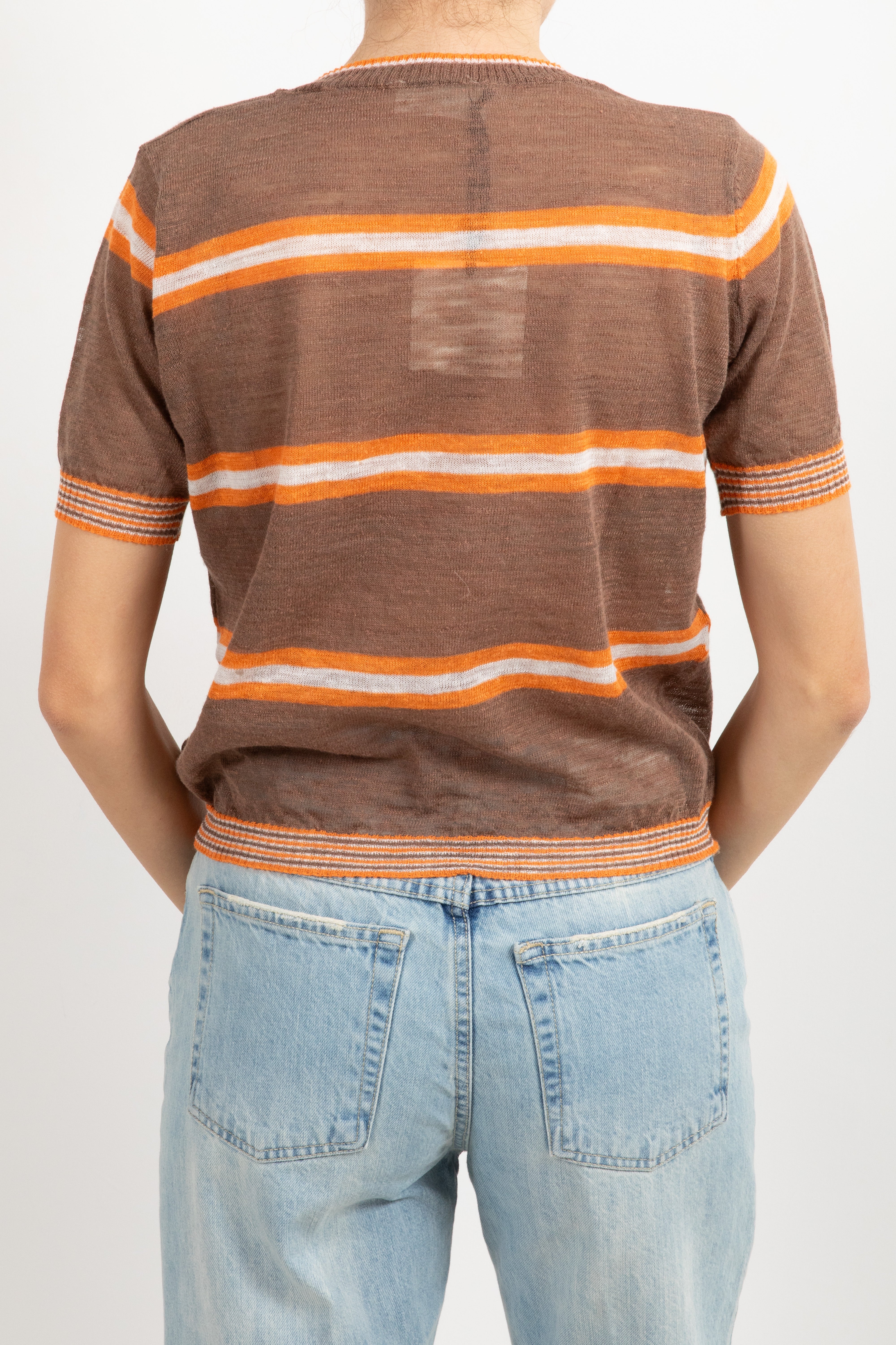 T-shirt in lino a righe ViCOLO