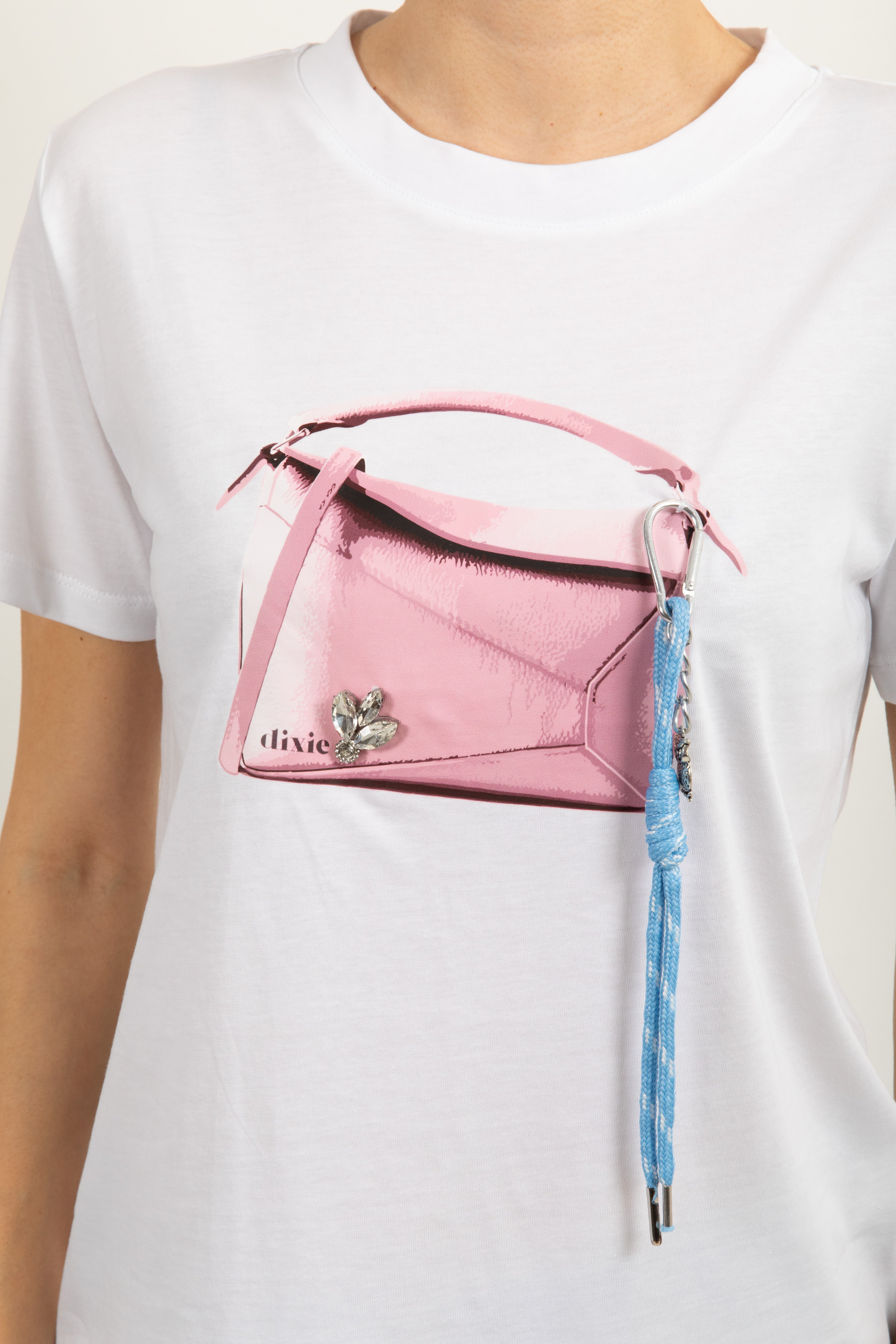 T-shirt borsa rosa con charms Dixie