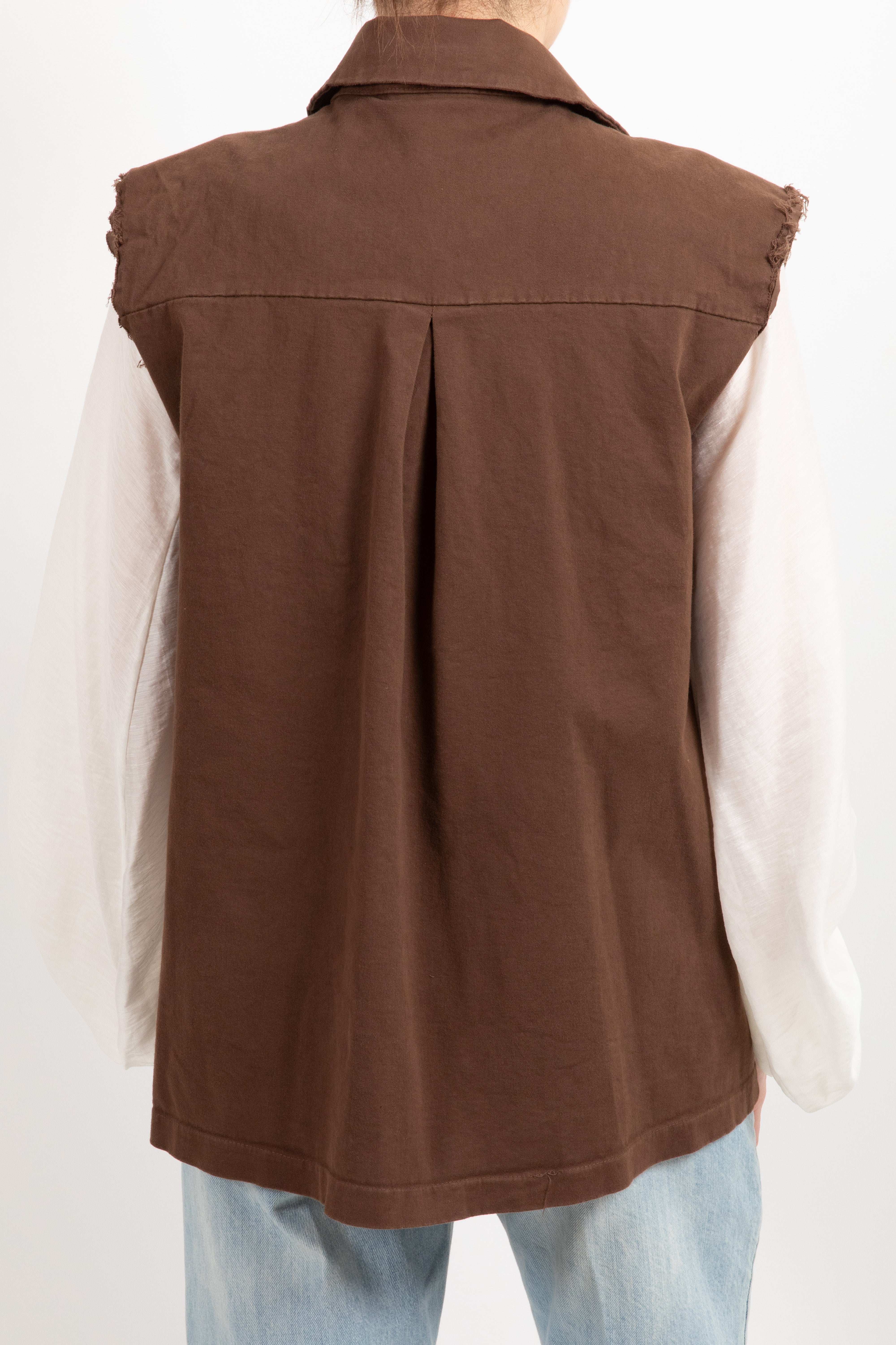 Maxi gilet in gabardina con pietre Susy Mix