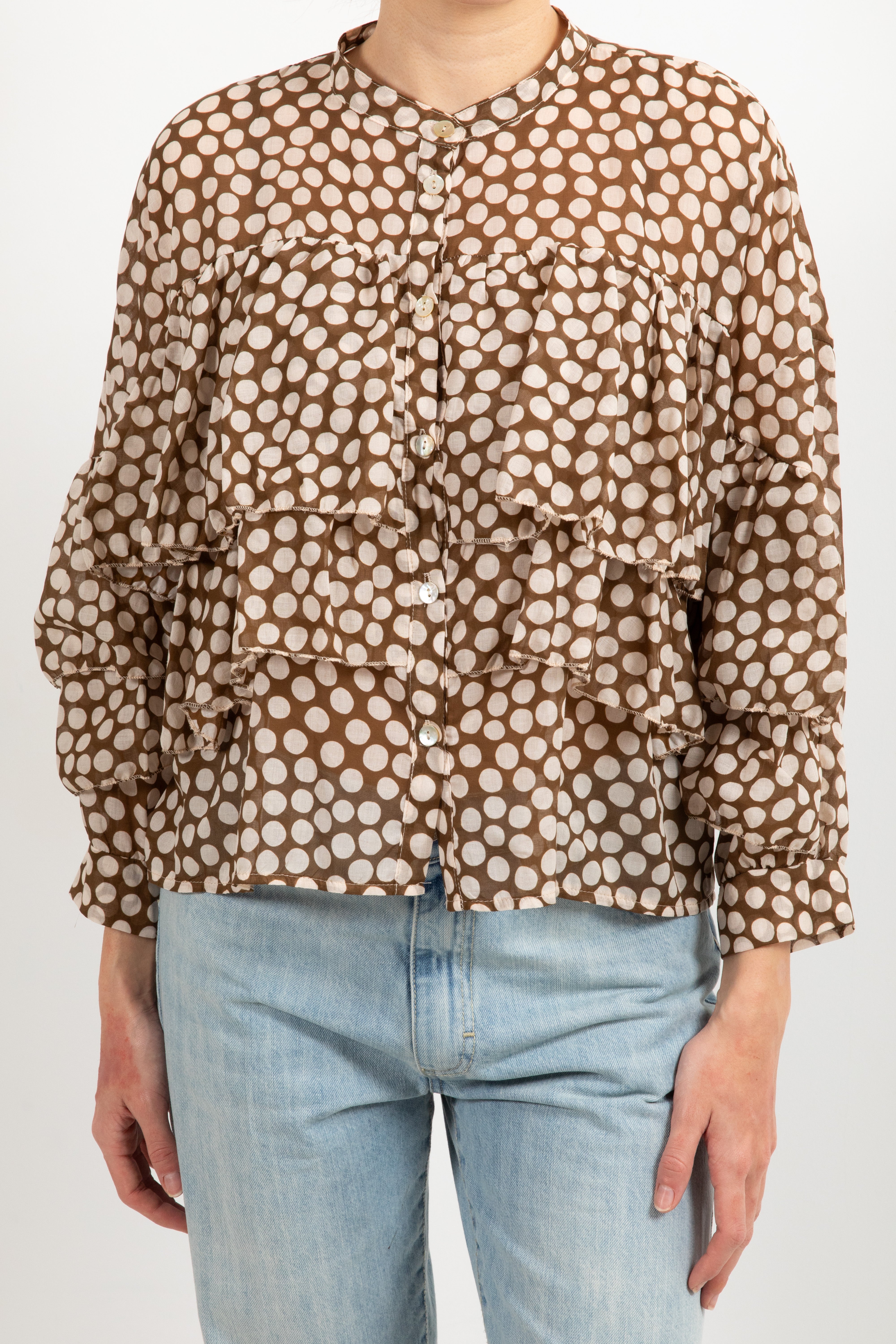 Camicia in cotone a pois con balze Susy Mix