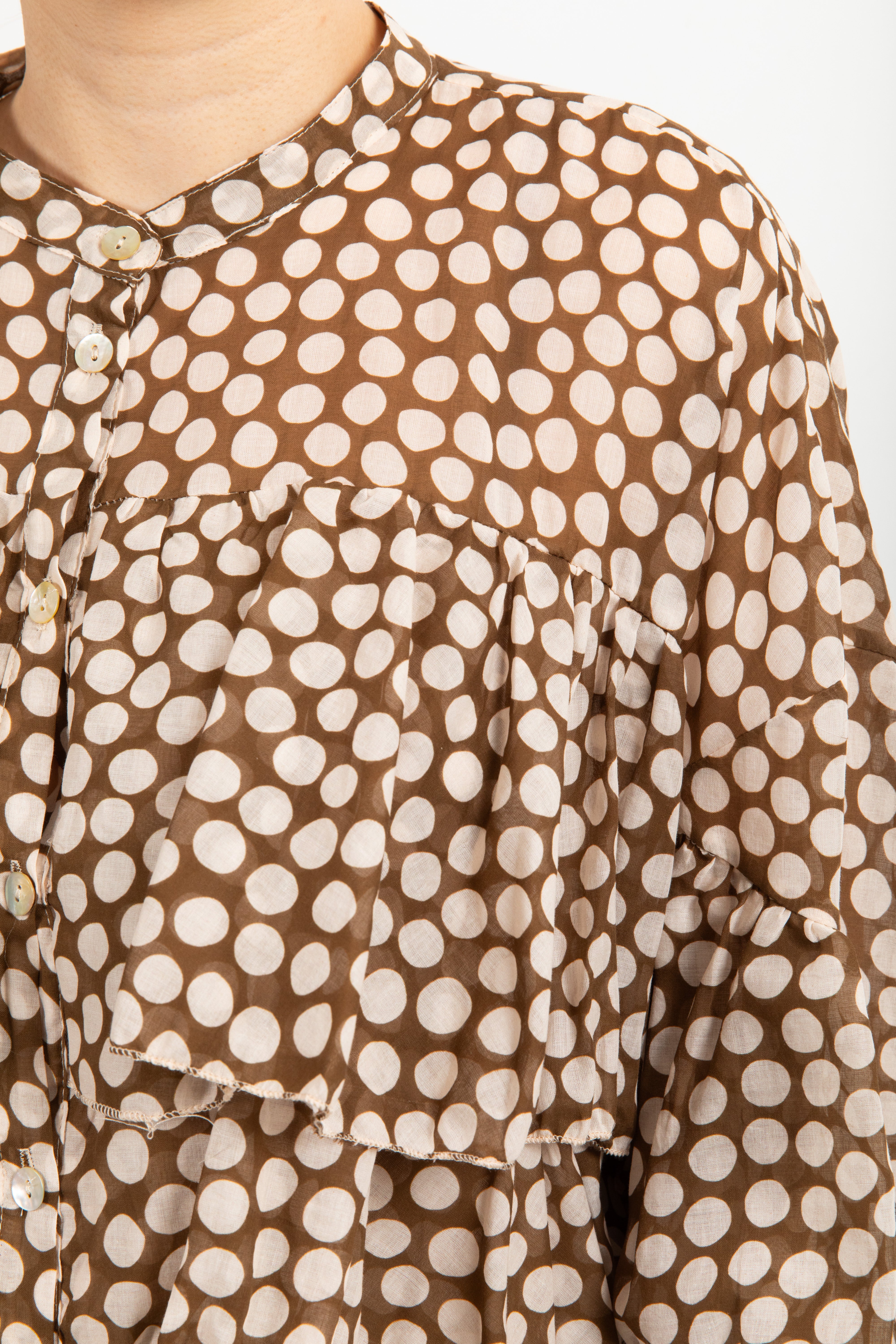 Camicia in cotone a pois con balze Susy Mix