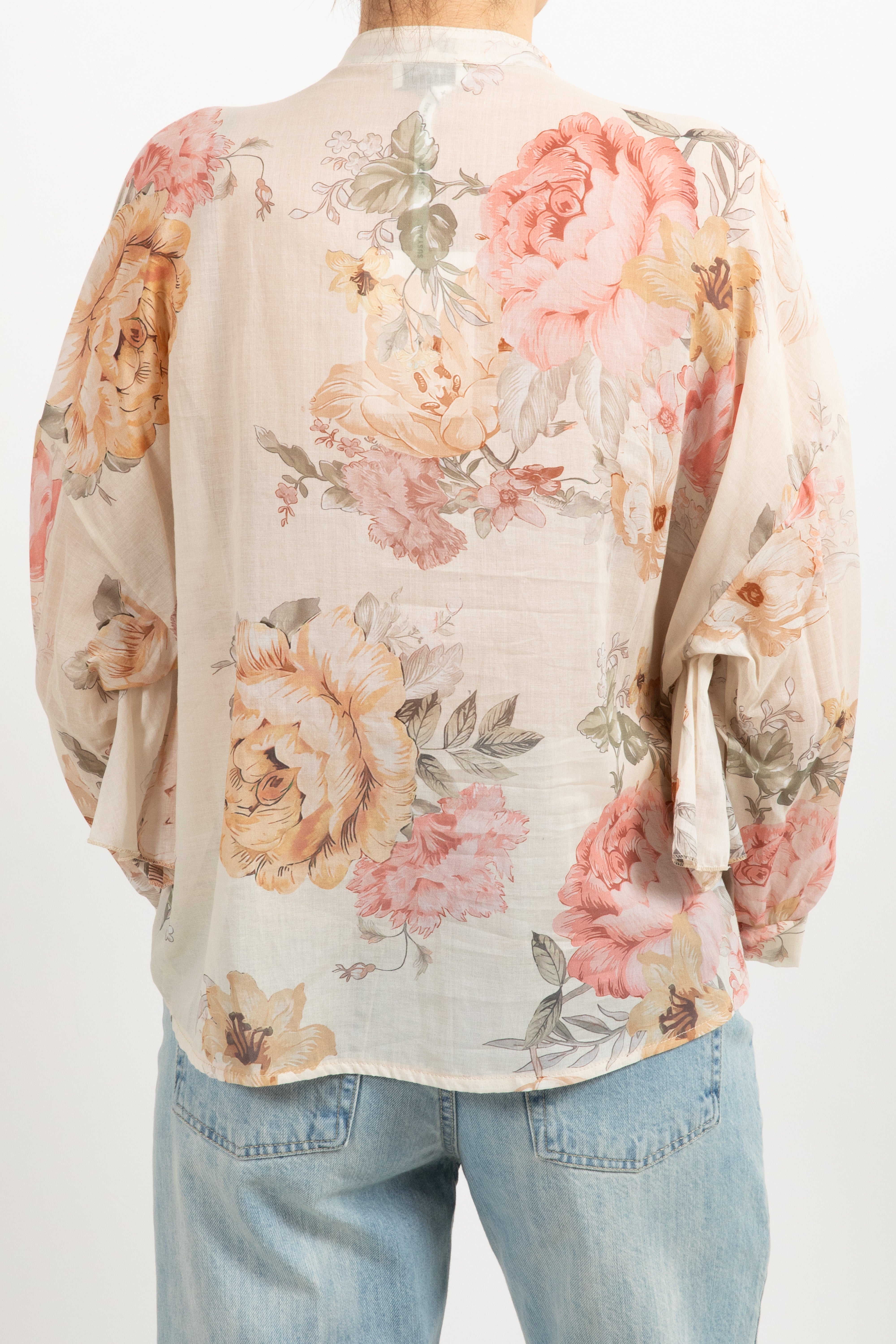 Camicia in cotone fantasia flowers con balze Susy Mix