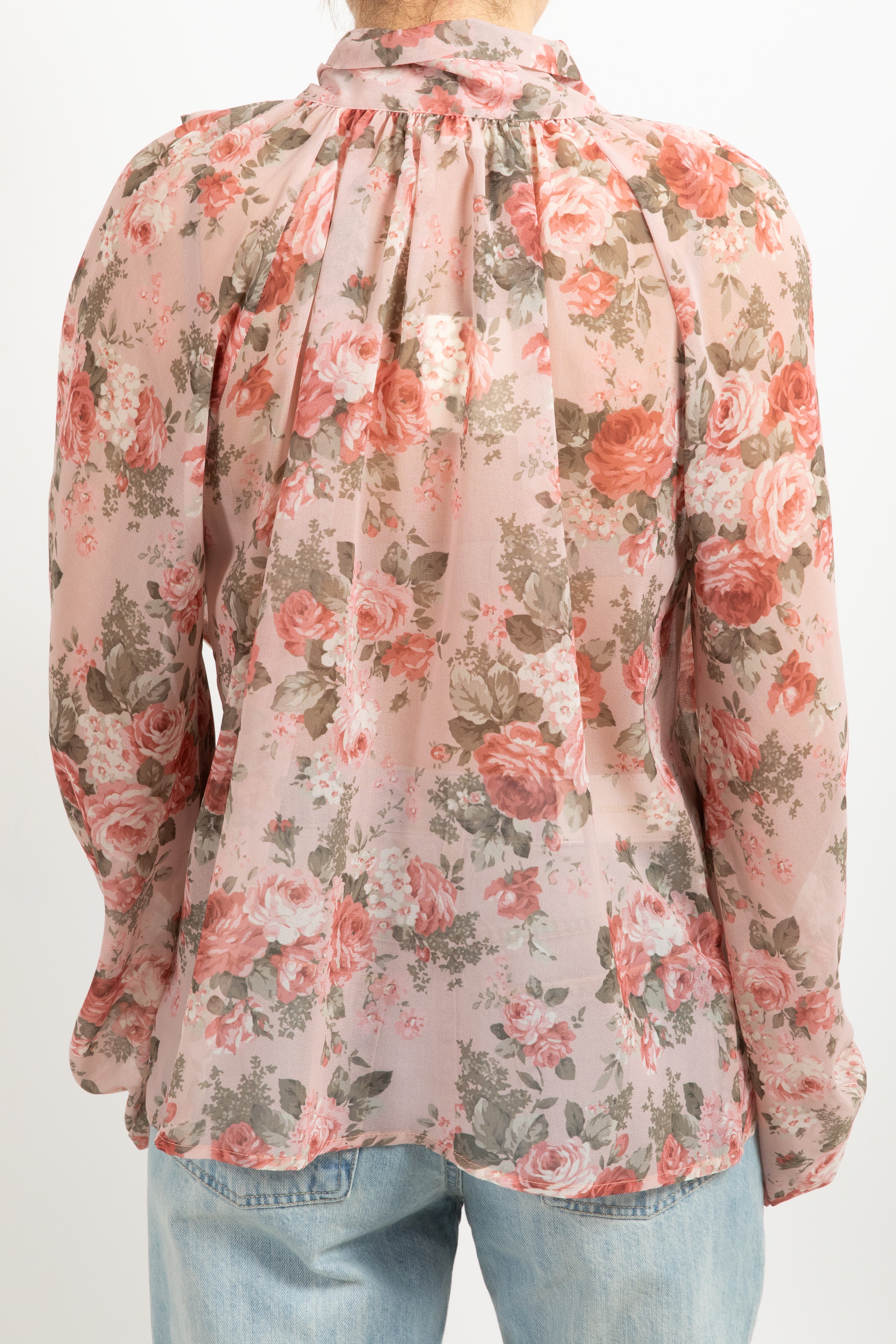 Blusa fantasia flowers rosa con fiocco ViCOLO