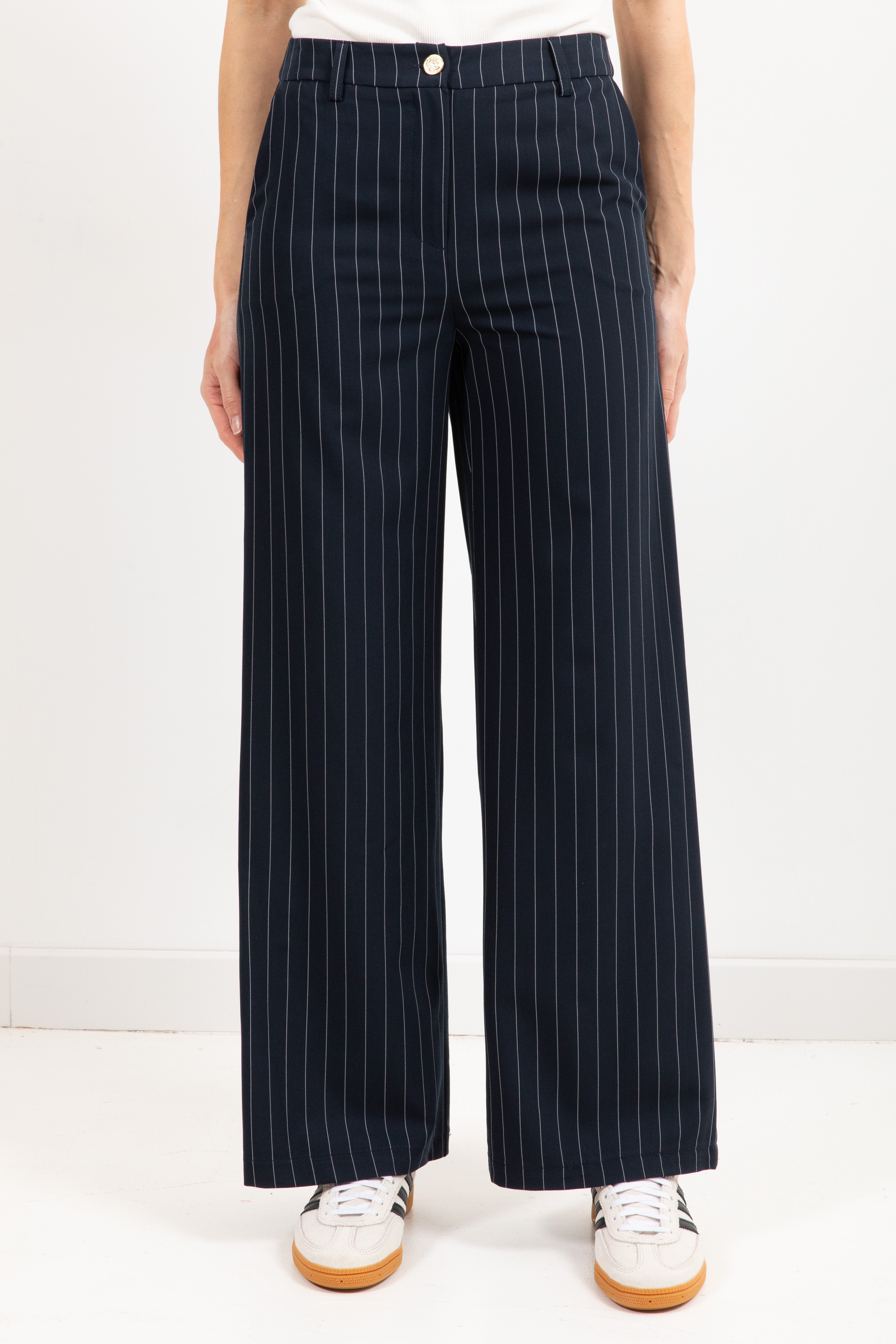 Pantalone gessato con bottone oro Tensione IN