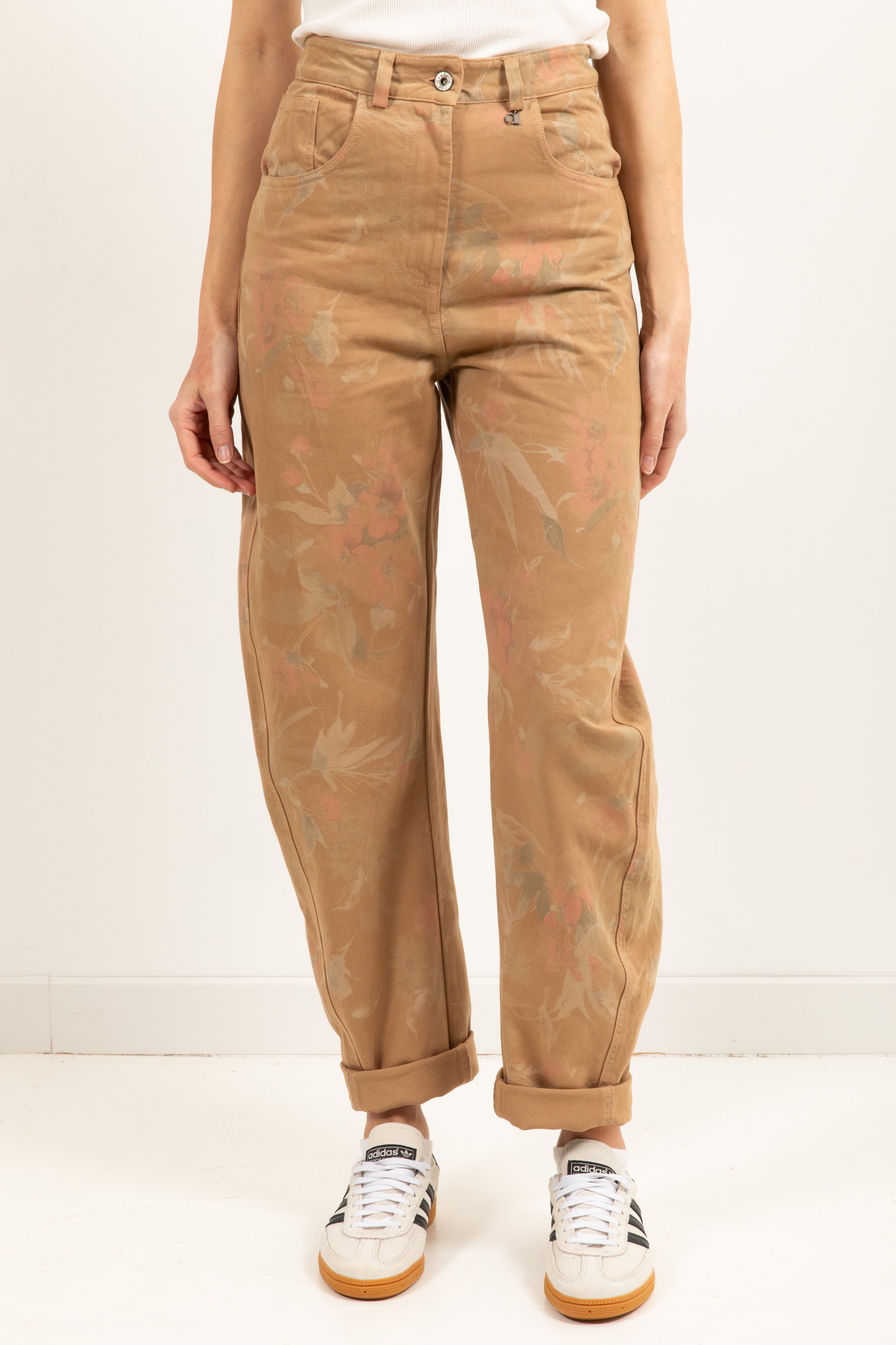 Jeans stampa flowers cammello Dixie
