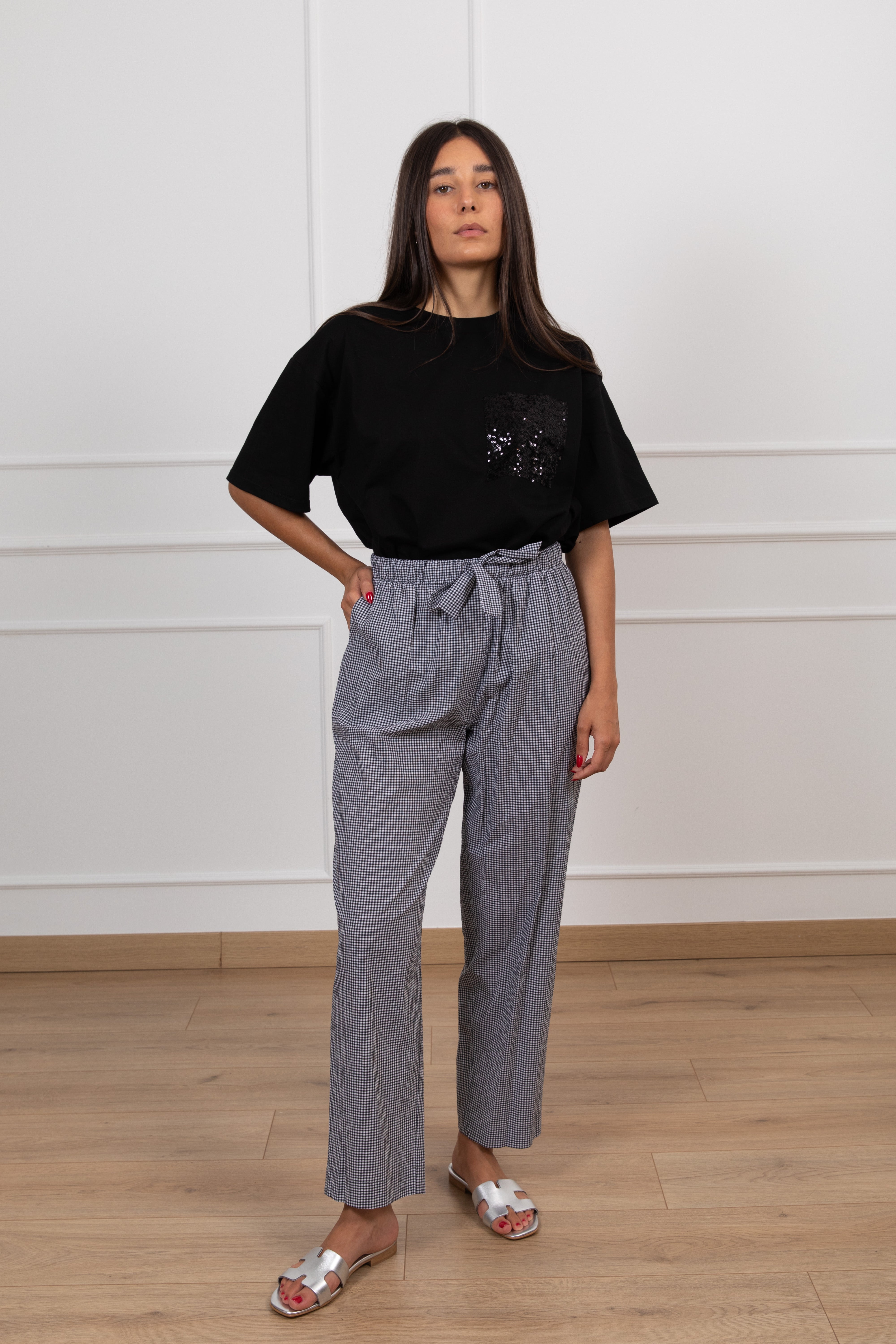 Pantalone micro-vichy con coulisse Motel