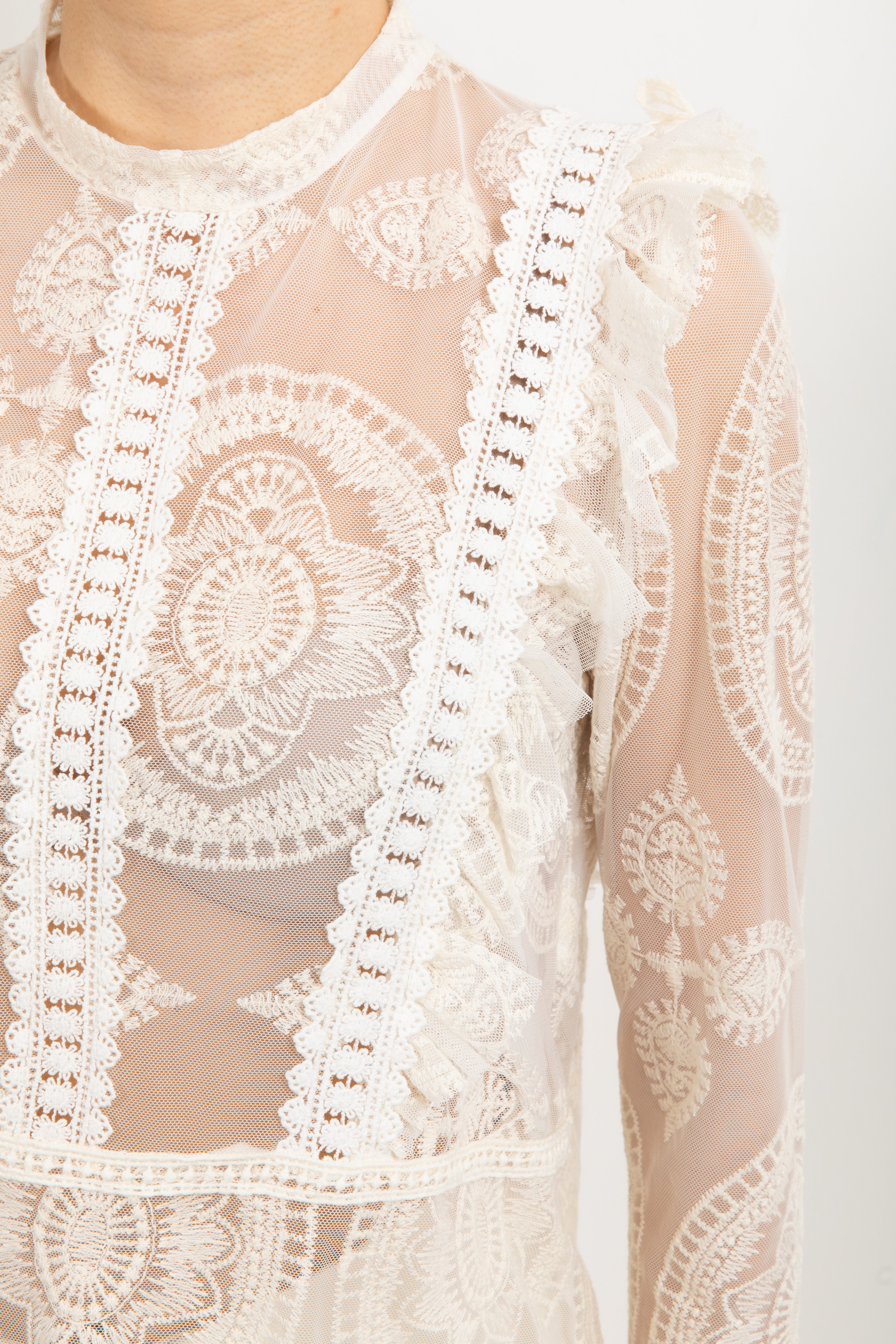Blusa in pizzo con rouches Tensione IN