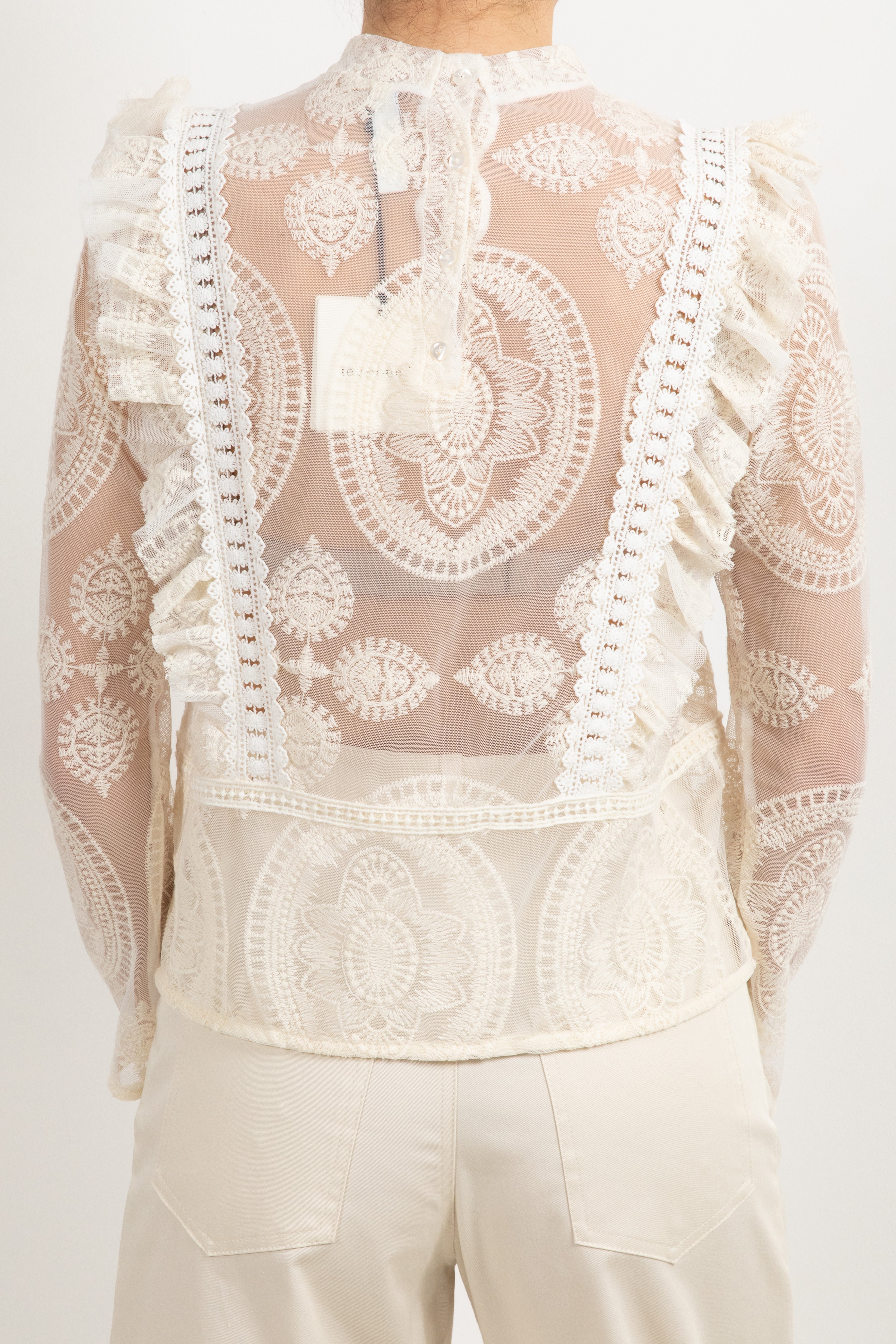Blusa in pizzo con rouches Tensione IN