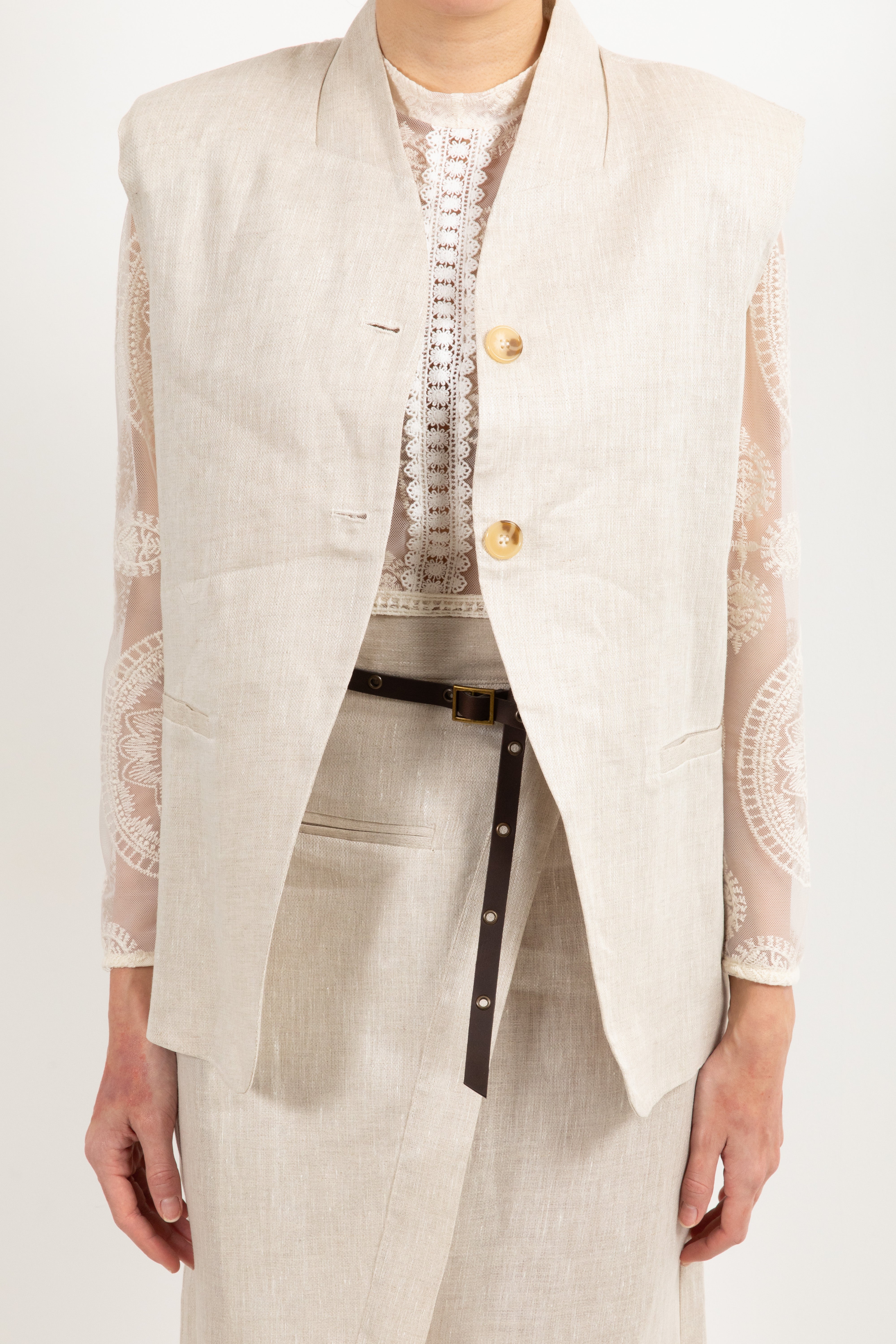 Maxi gilet in lino Dixie