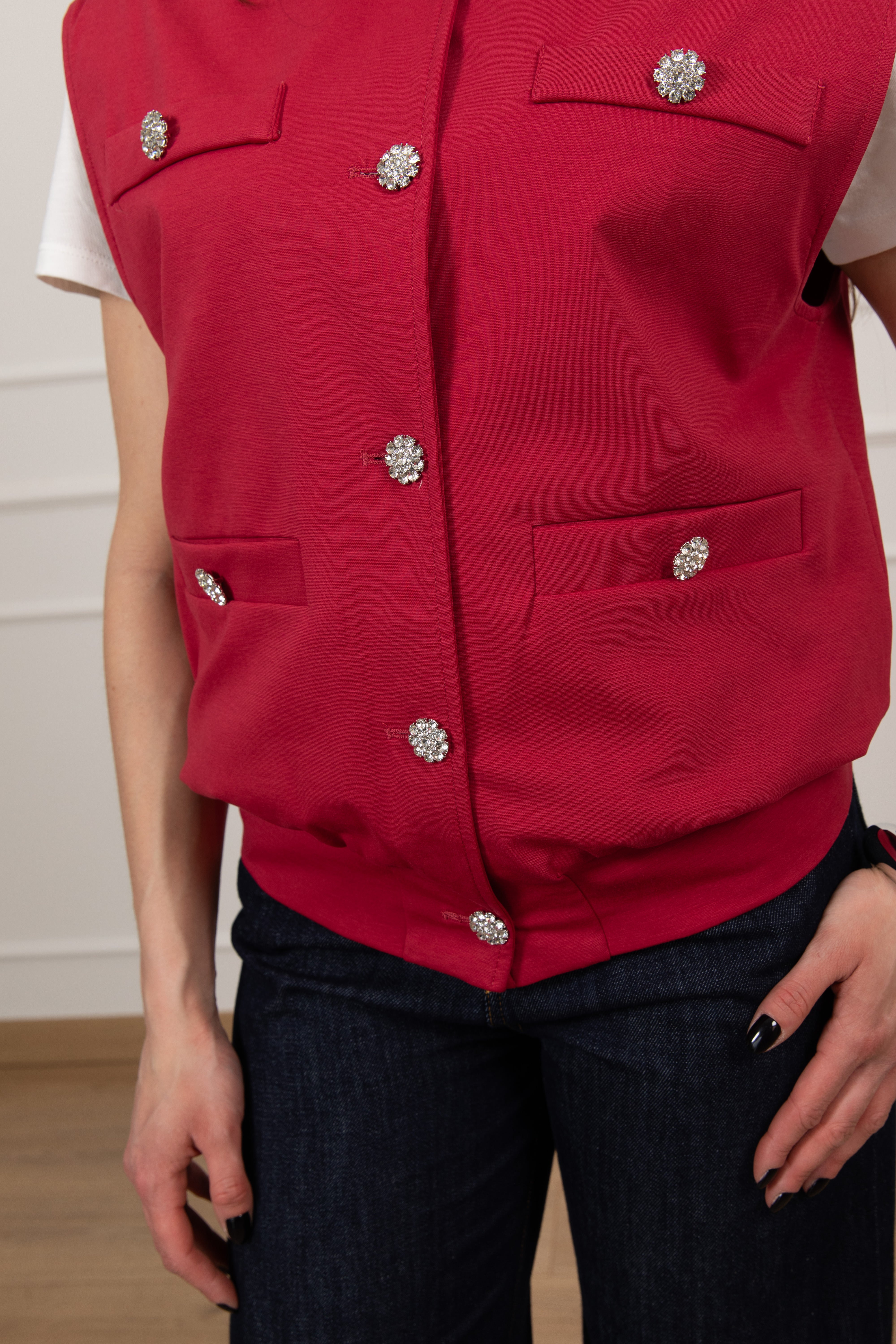 Gilet punto milano con bottoni gioiello Tensione IN